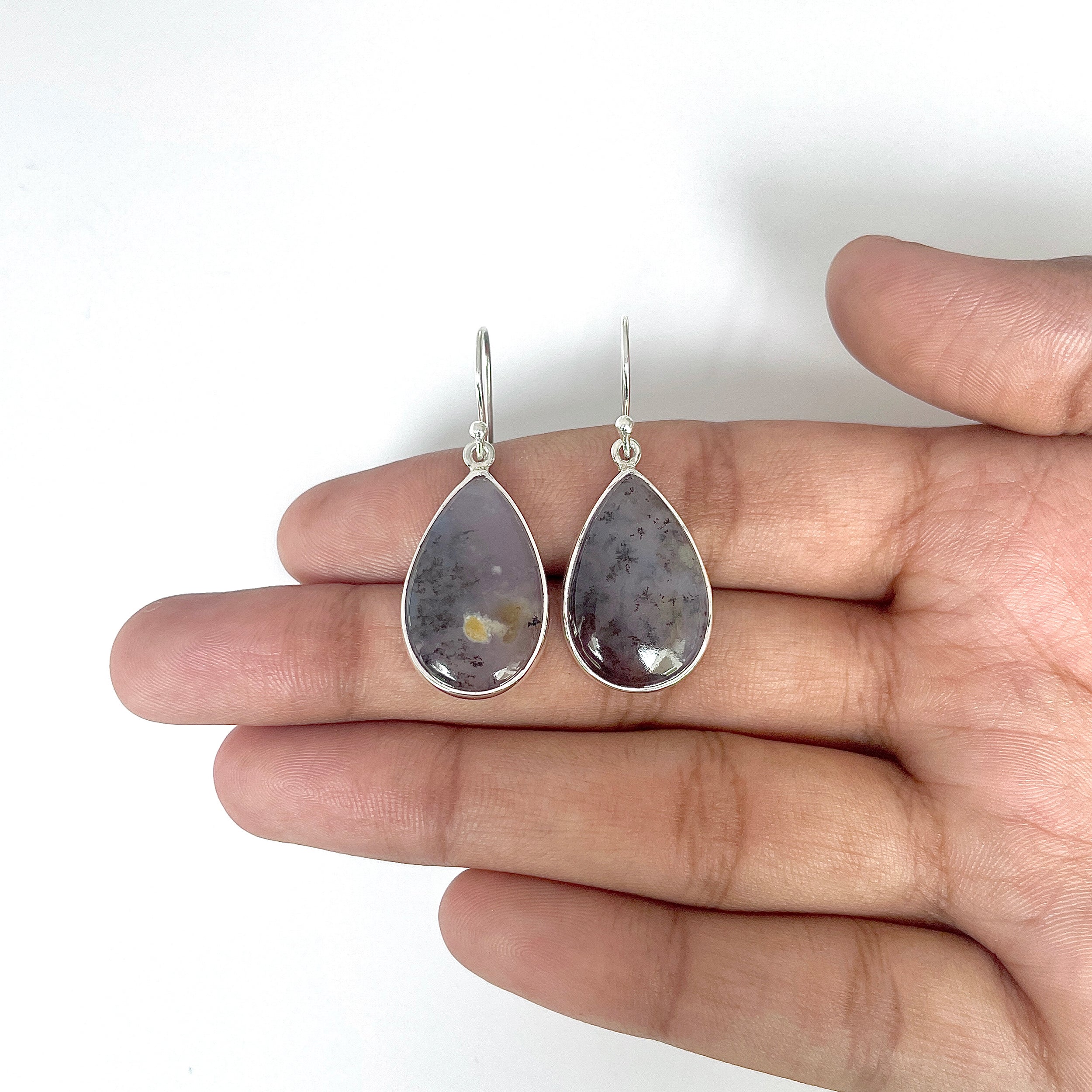 Russian Dendritic Agate Earring-(RDA-3-12)