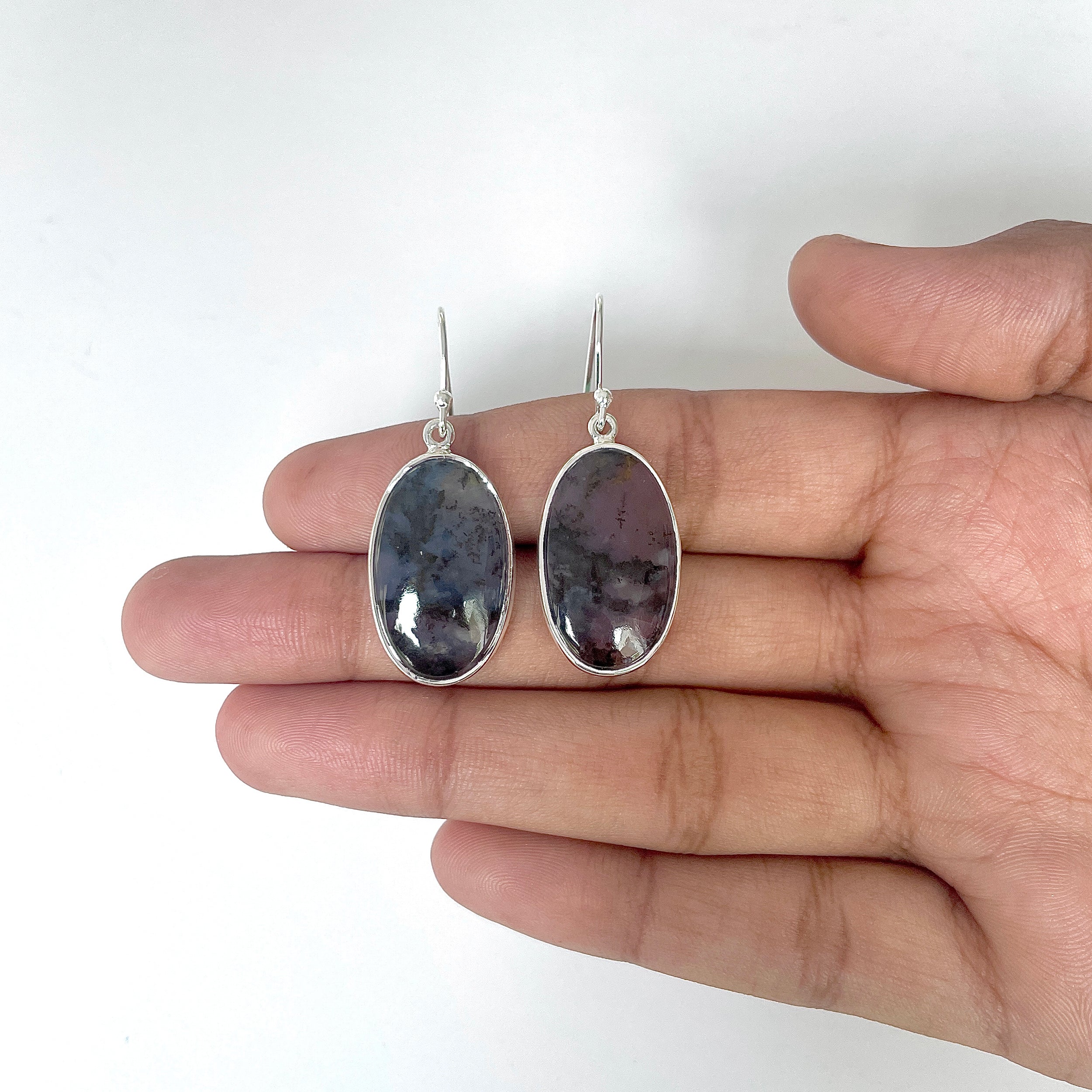 Russian Dendritic Agate Earring-(RDA-3-2)