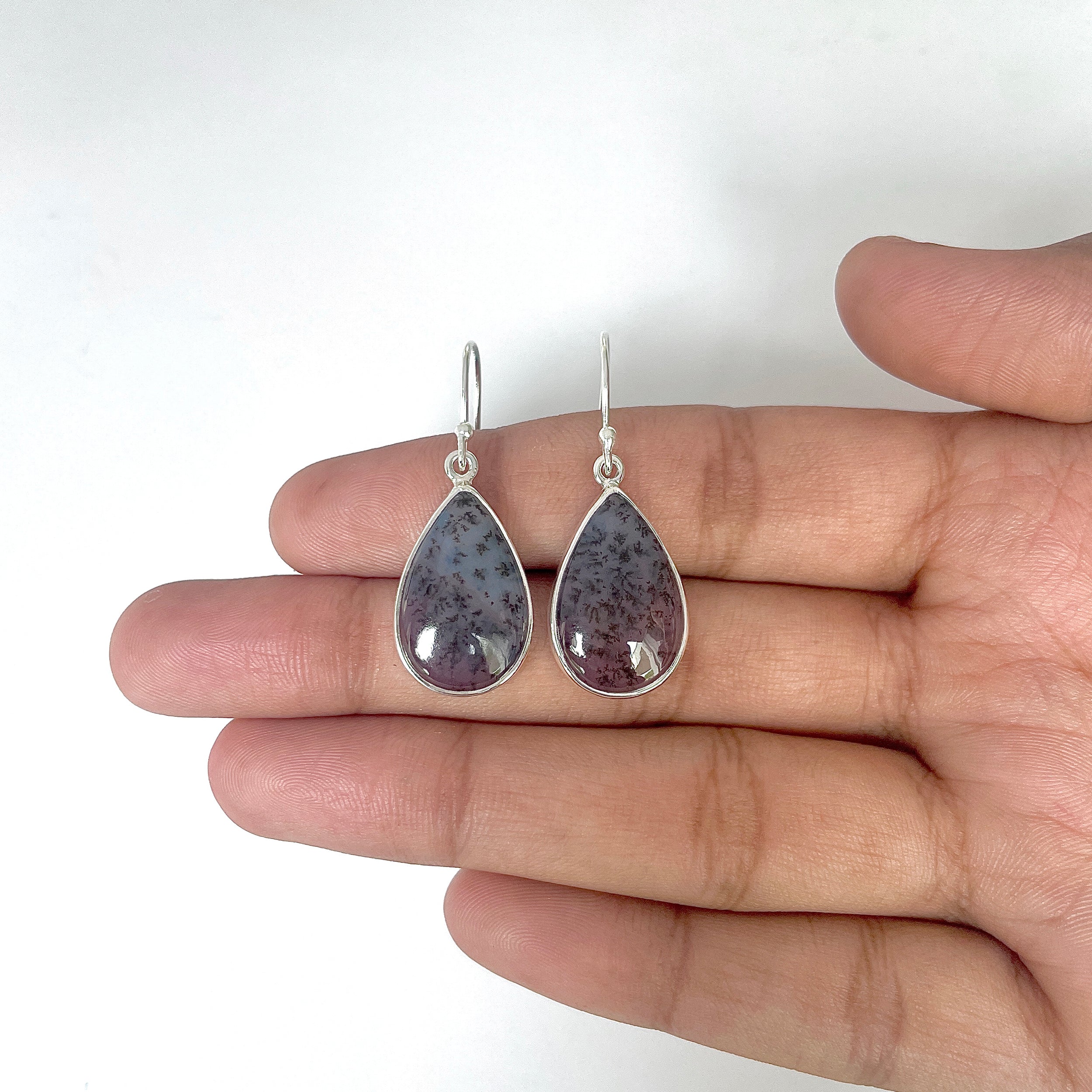 Russian Dendritic Agate Earring-(RDA-3-3)