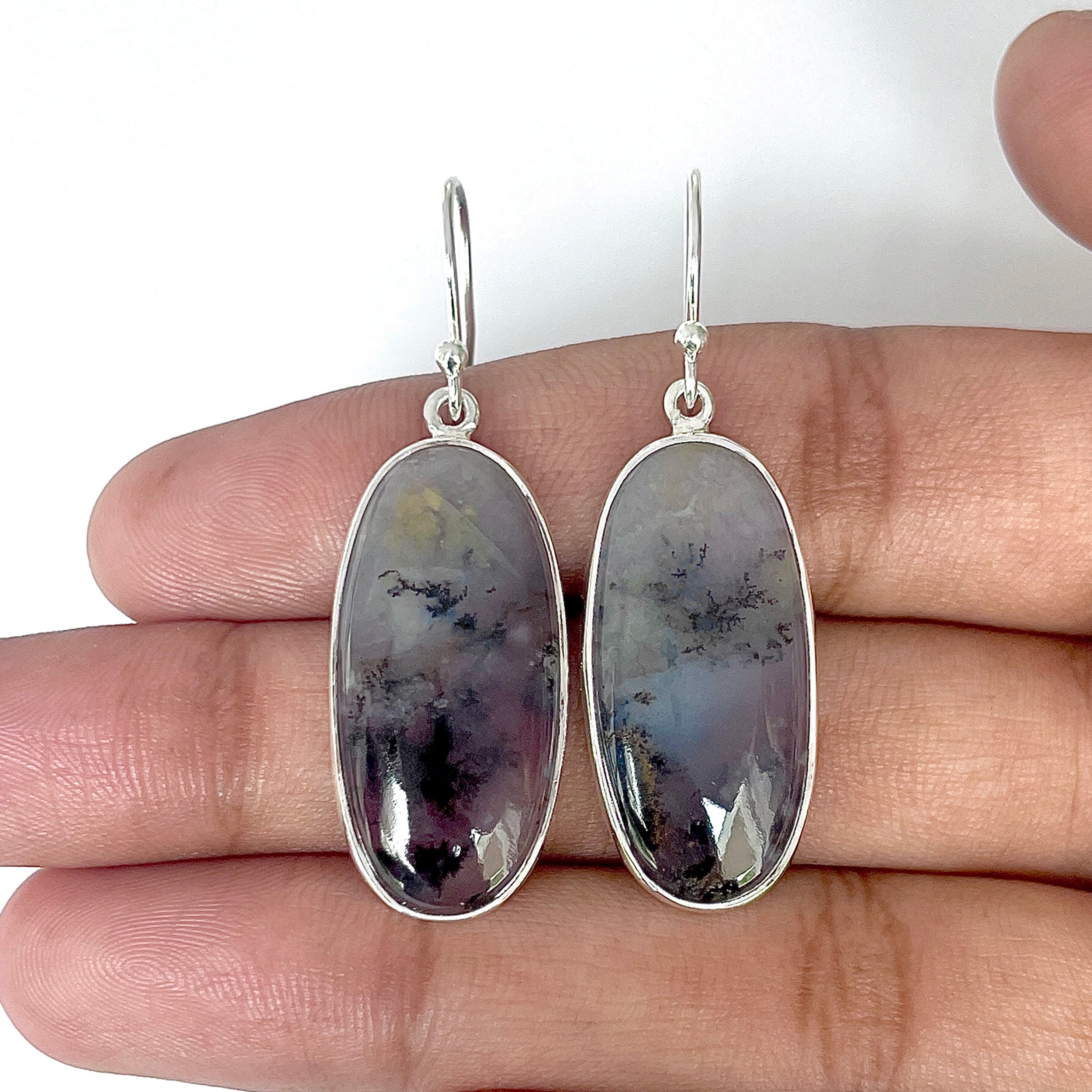Russian Dendritic Agate Earring-(RDA-3-33)