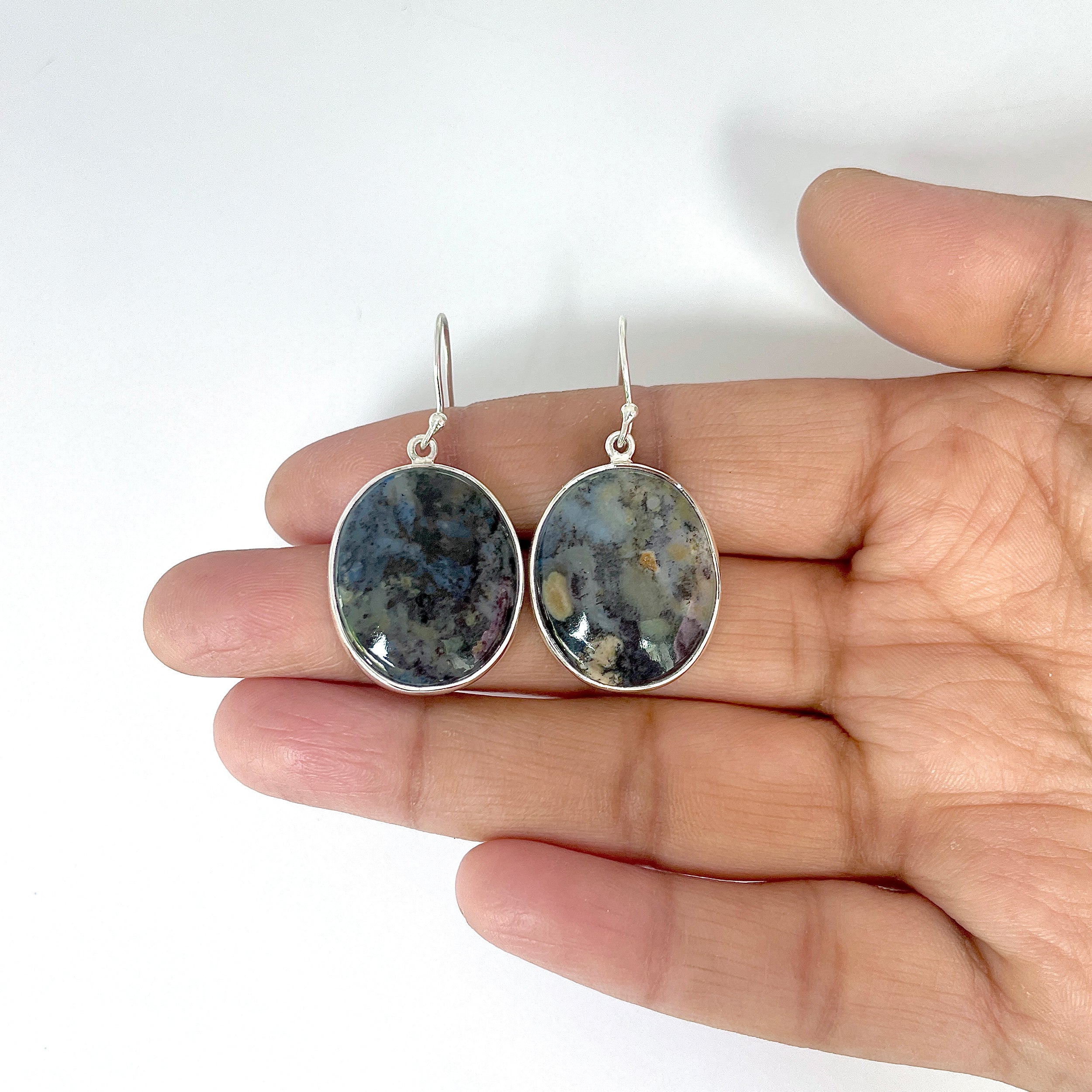 Russian Dendritic Agate Earring-(RDA-3-6)