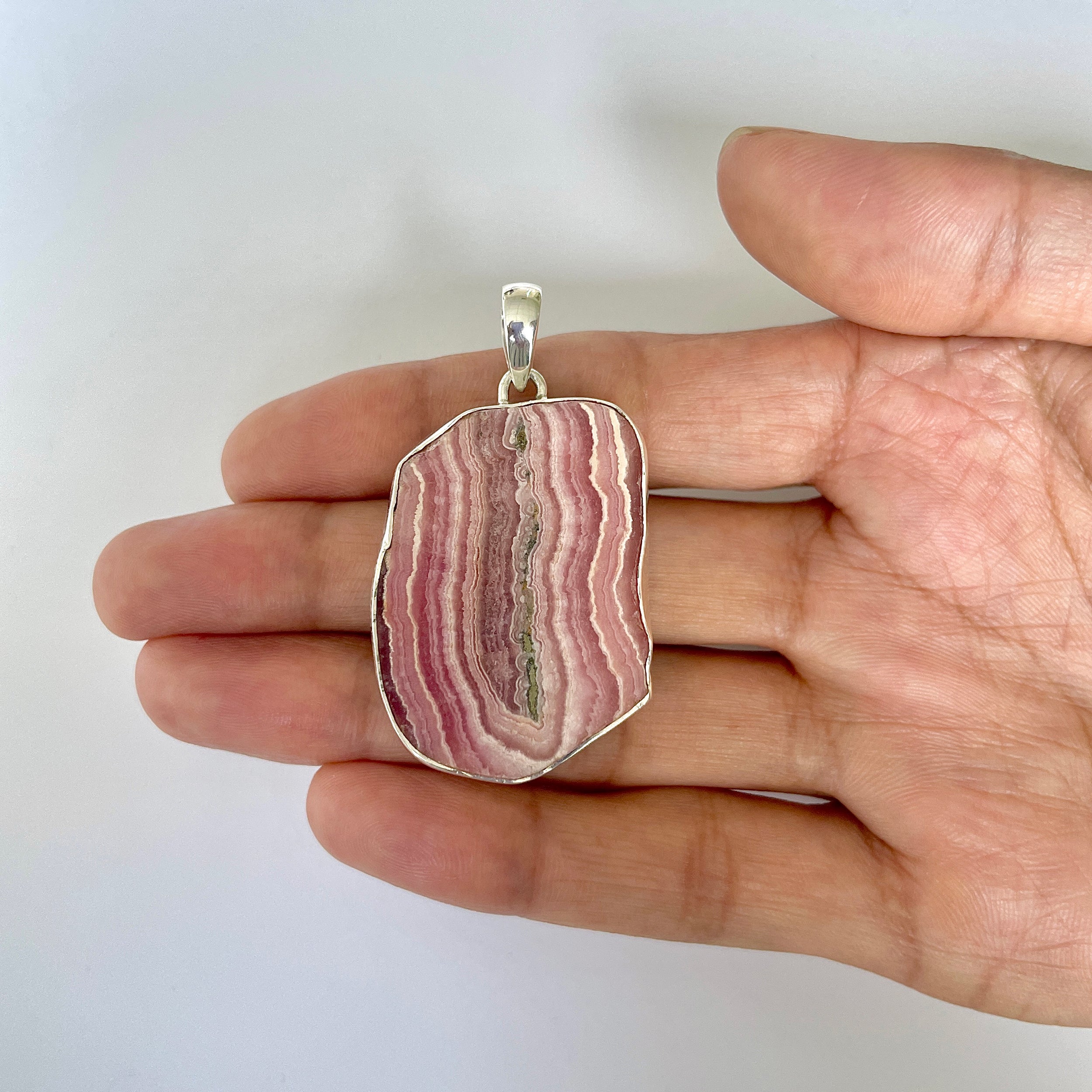 Rhodochrosite Slice Pendant-(RDC-1-10)