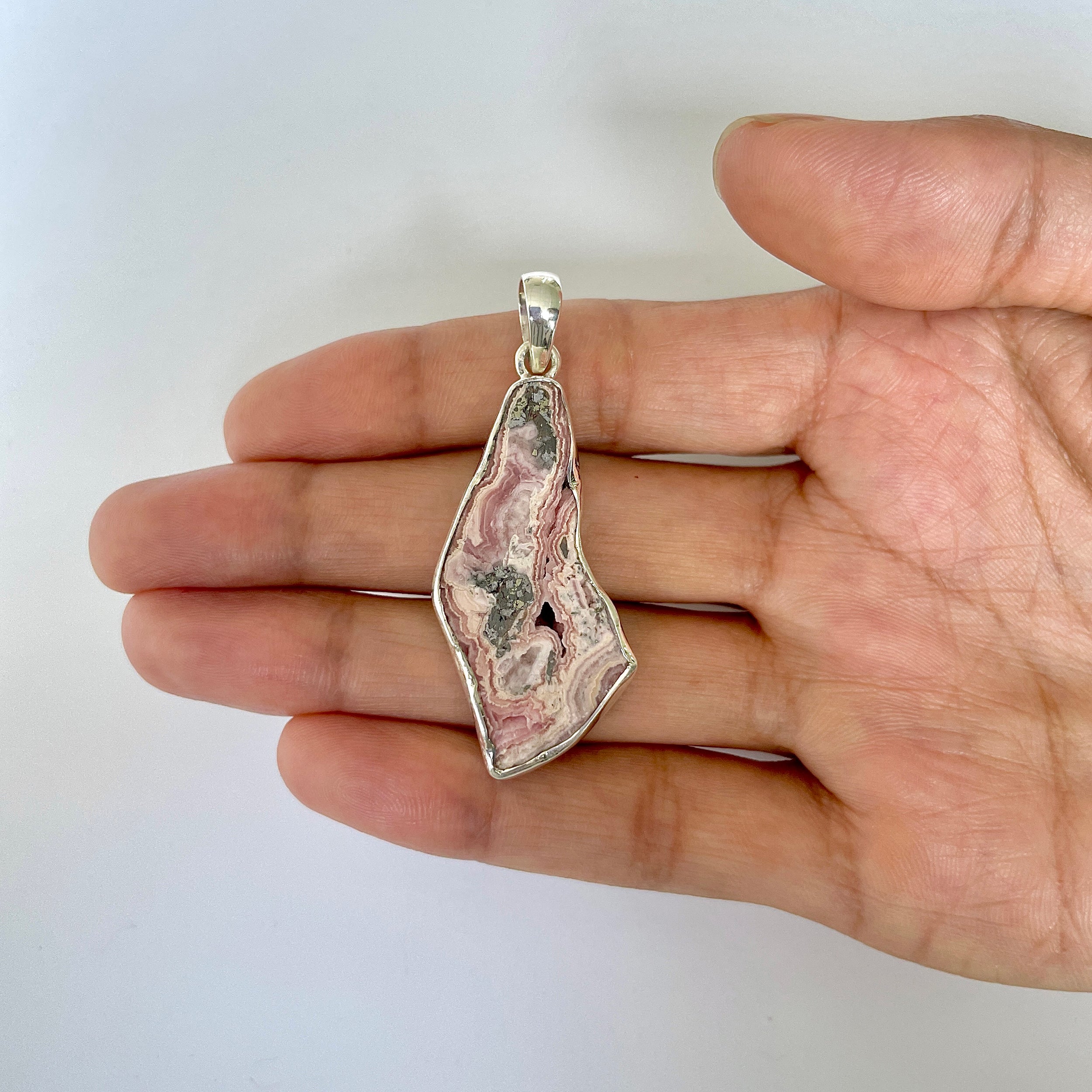Rhodochrosite Slice Pendant-(RDC-1-11)