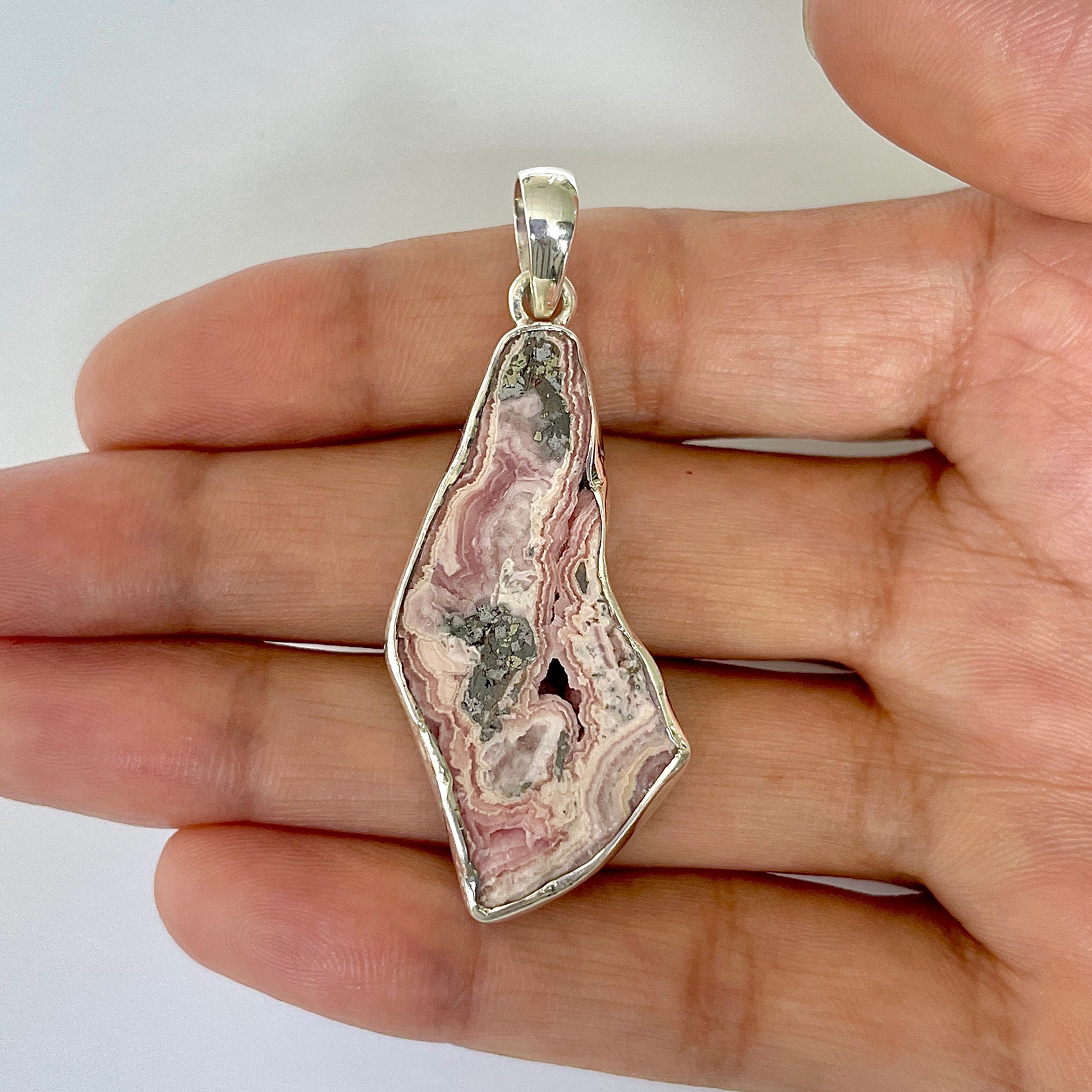 Rhodochrosite Slice Pendant-(RDC-1-11)