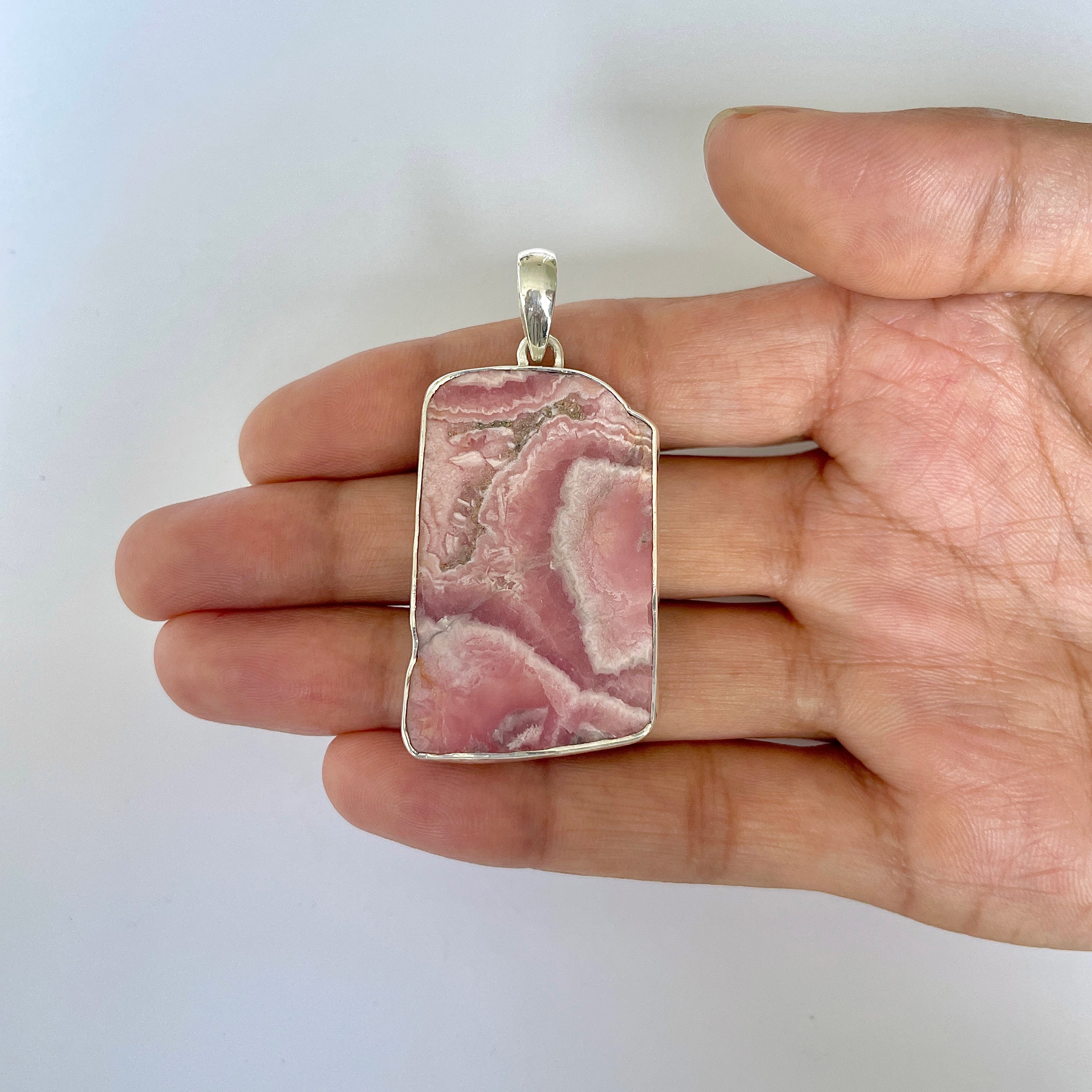 Rhodochrosite Slice Pendant-(RDC-1-13)