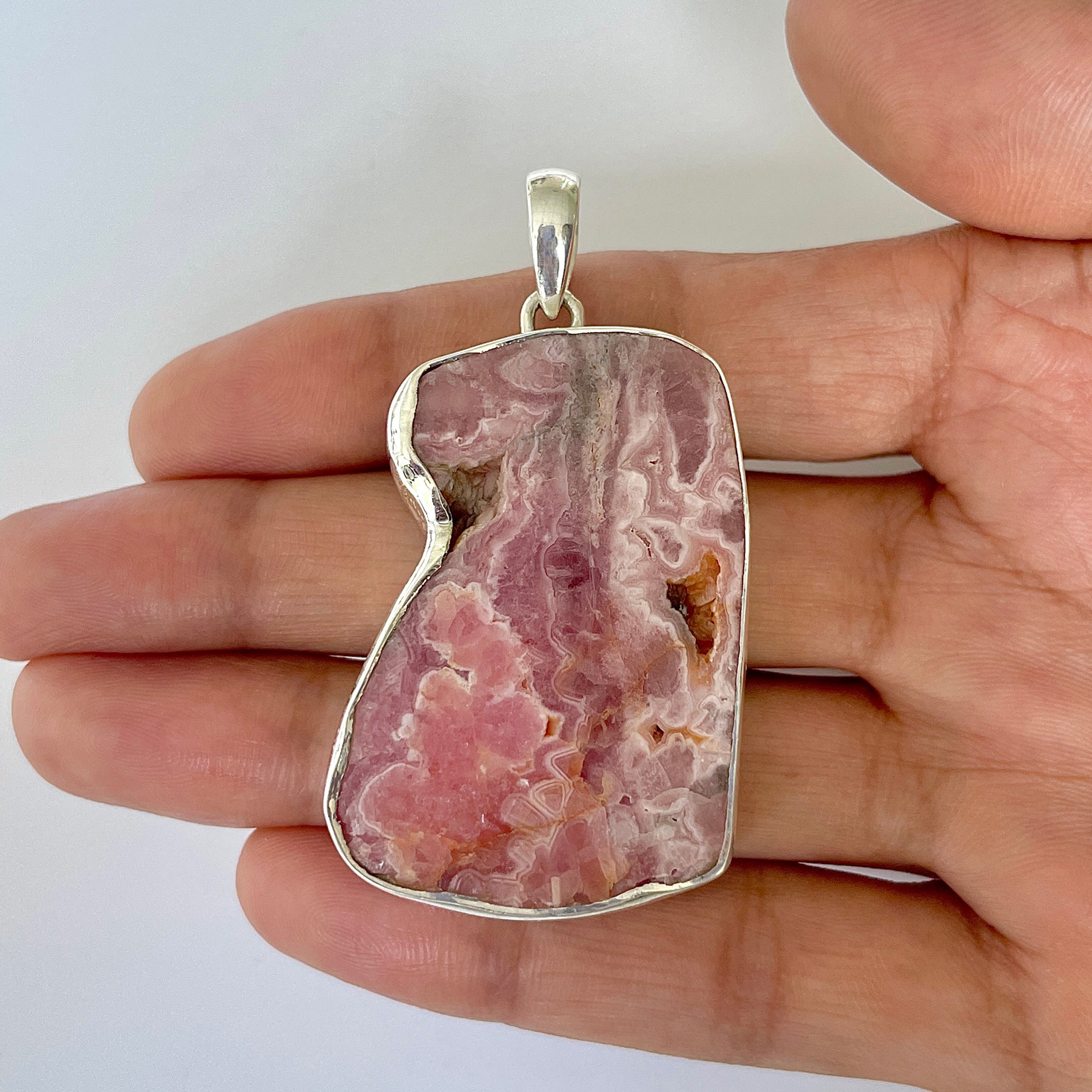 Rhodochrosite Slice Pendant-(RDC-1-20)