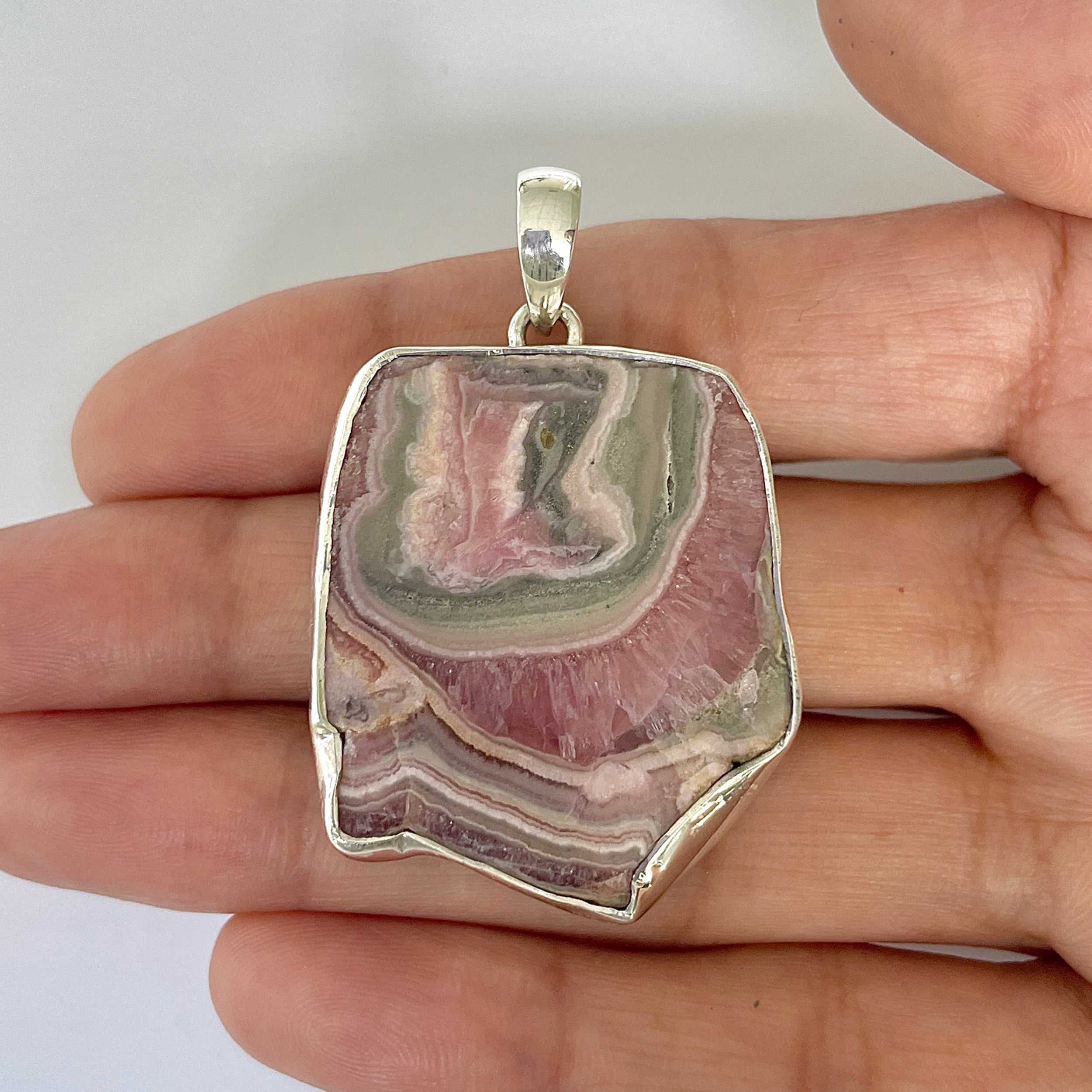 Rhodochrosite Slice Pendant-(RDC-1-21)