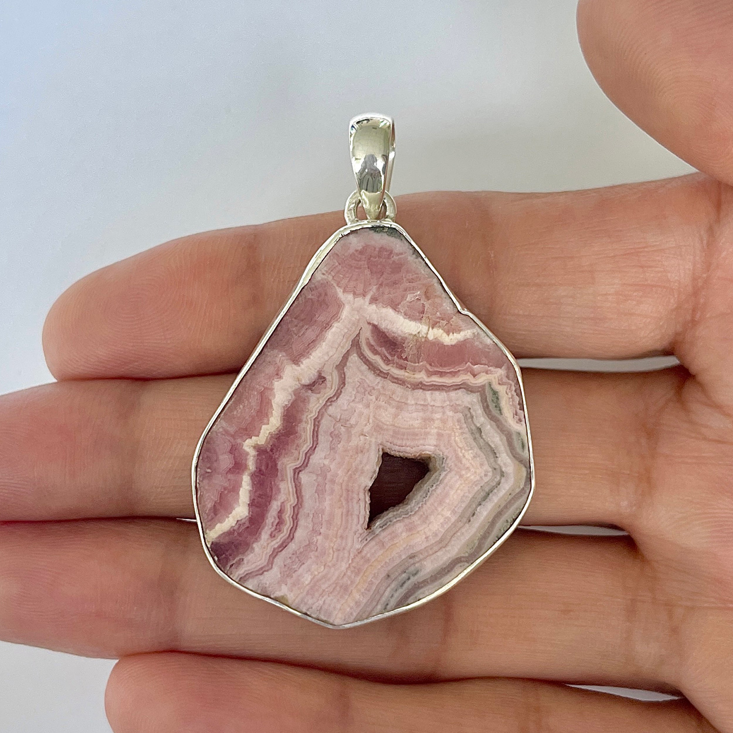 Rhodochrosite Slice Pendant-(RDC-1-31)