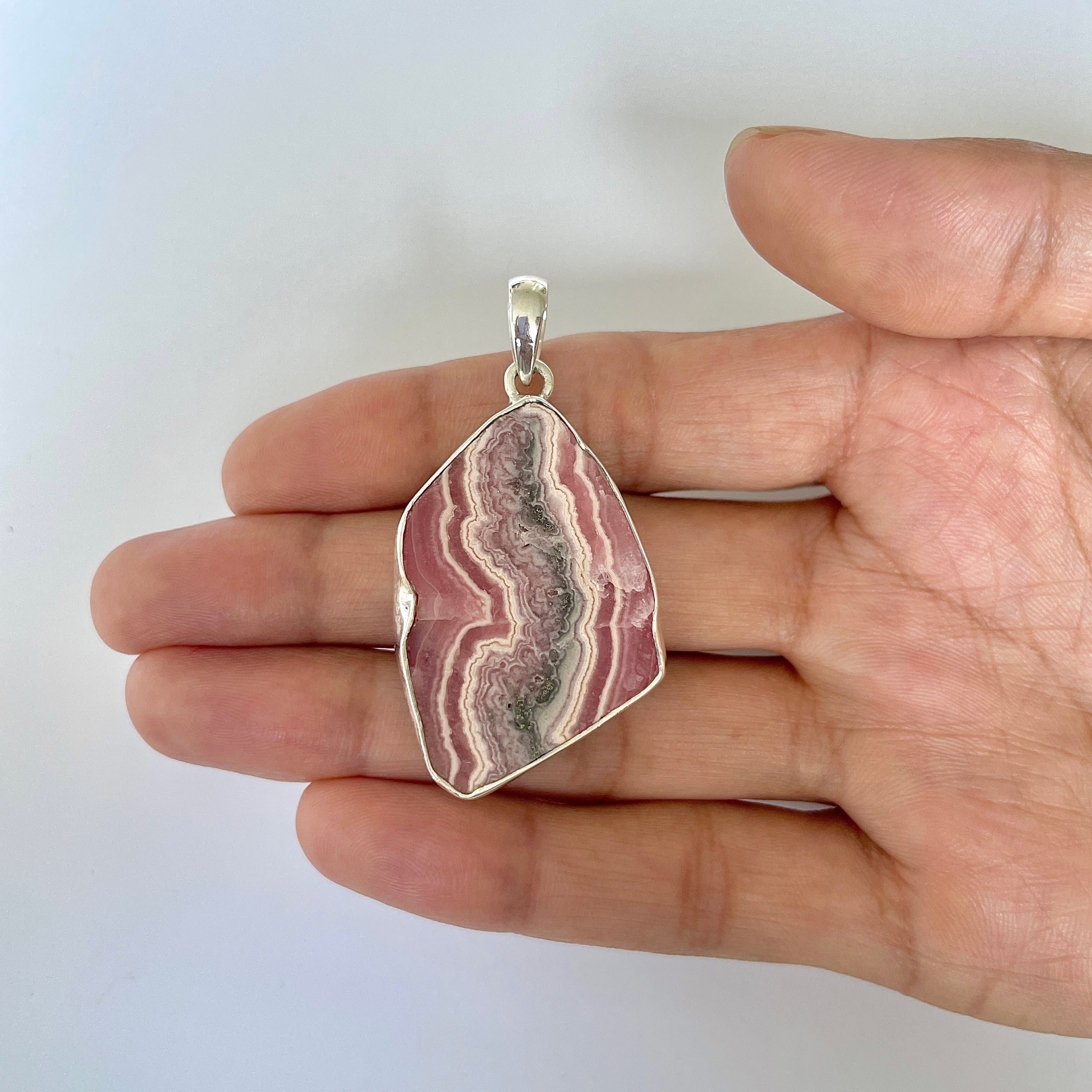 Rhodochrosite Slice Pendant-(RDC-1-39)