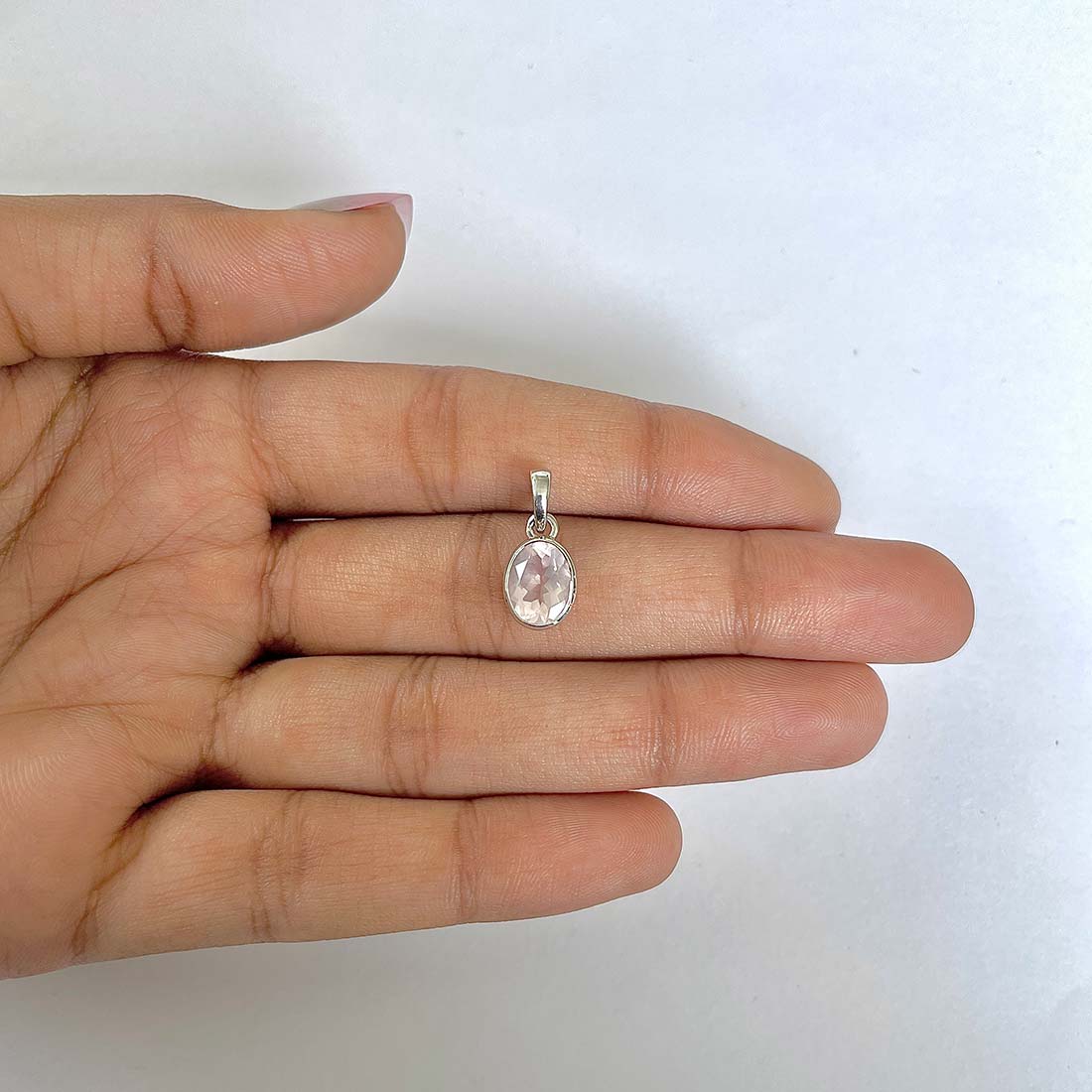 Rose Quartz Pendant-(RSQ-RDP-380)
