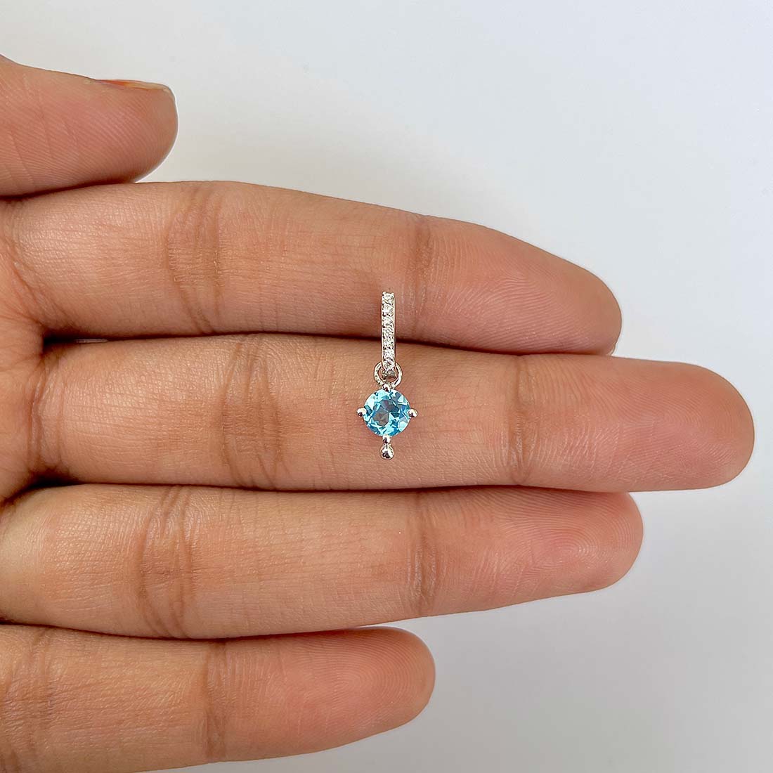 Swiss Blue Topaz Pendant-(SBTZ-RDP-399)
