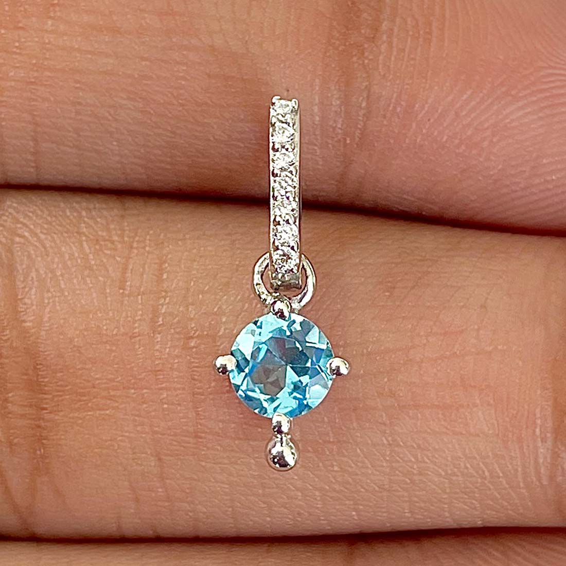 Swiss Blue Topaz Pendant-(SBTZ-RDP-399)