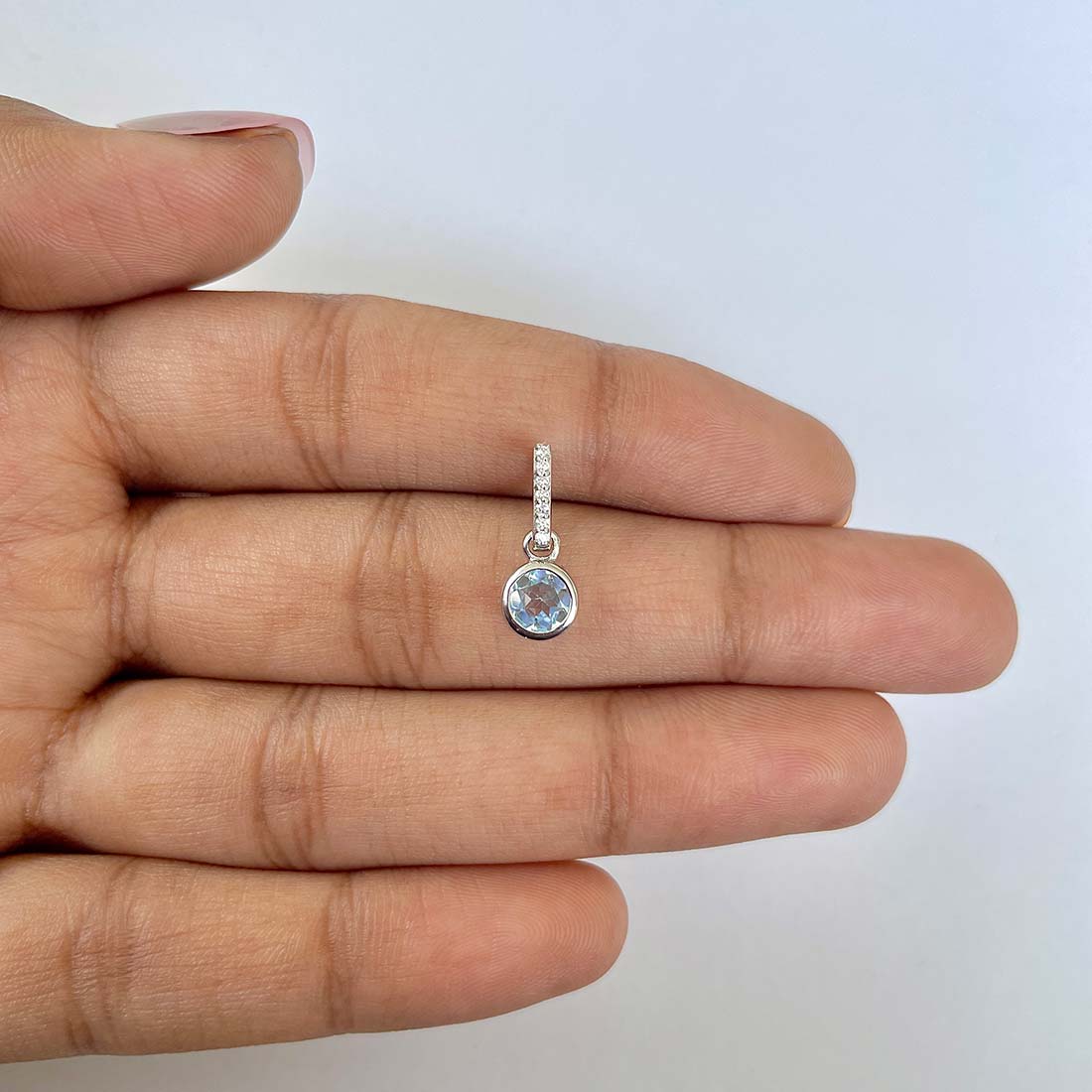 Swiss Blue Topaz Pendant-(SBTZ-RDP-957)