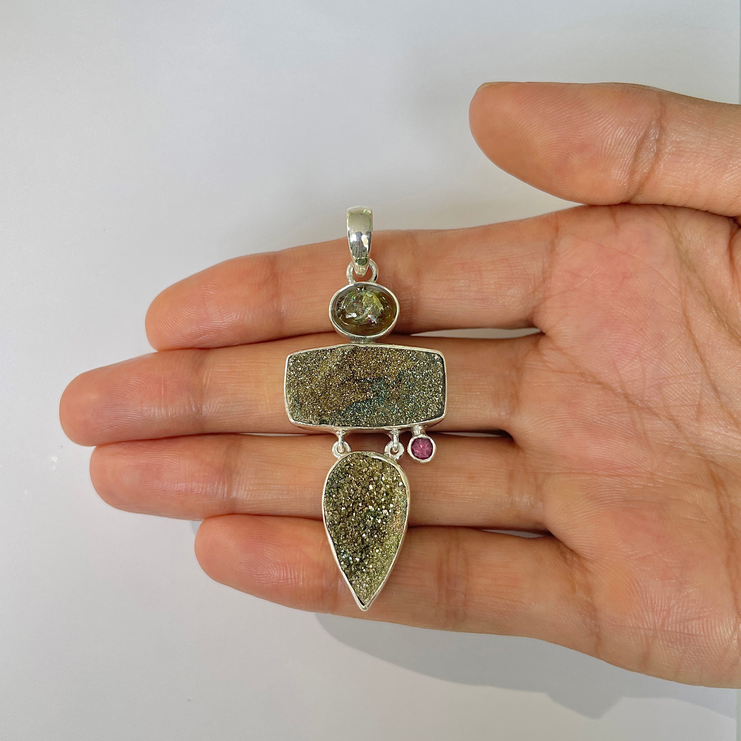 Spectropyrite Druzy Pendant-(SPD-1-1)