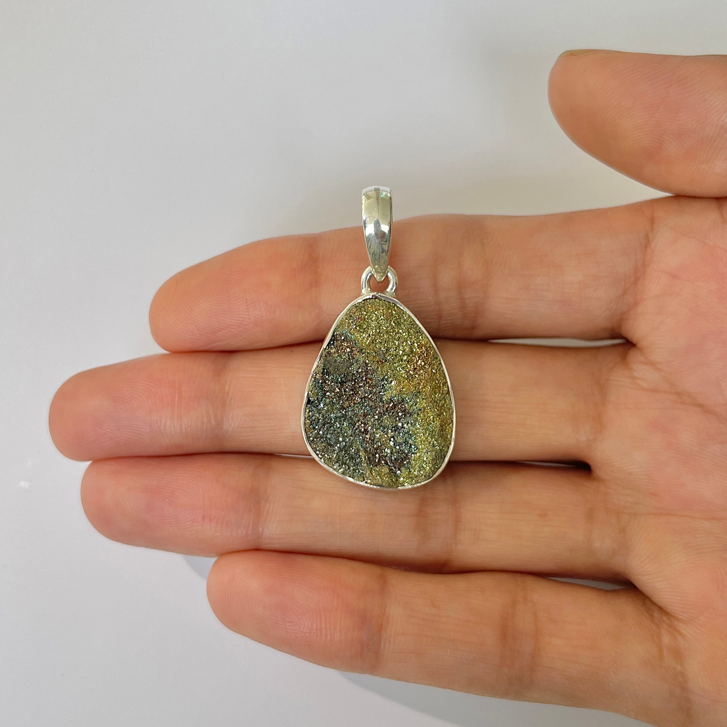 Spectropyrite Druzy Pendant-(SPD-1-10)