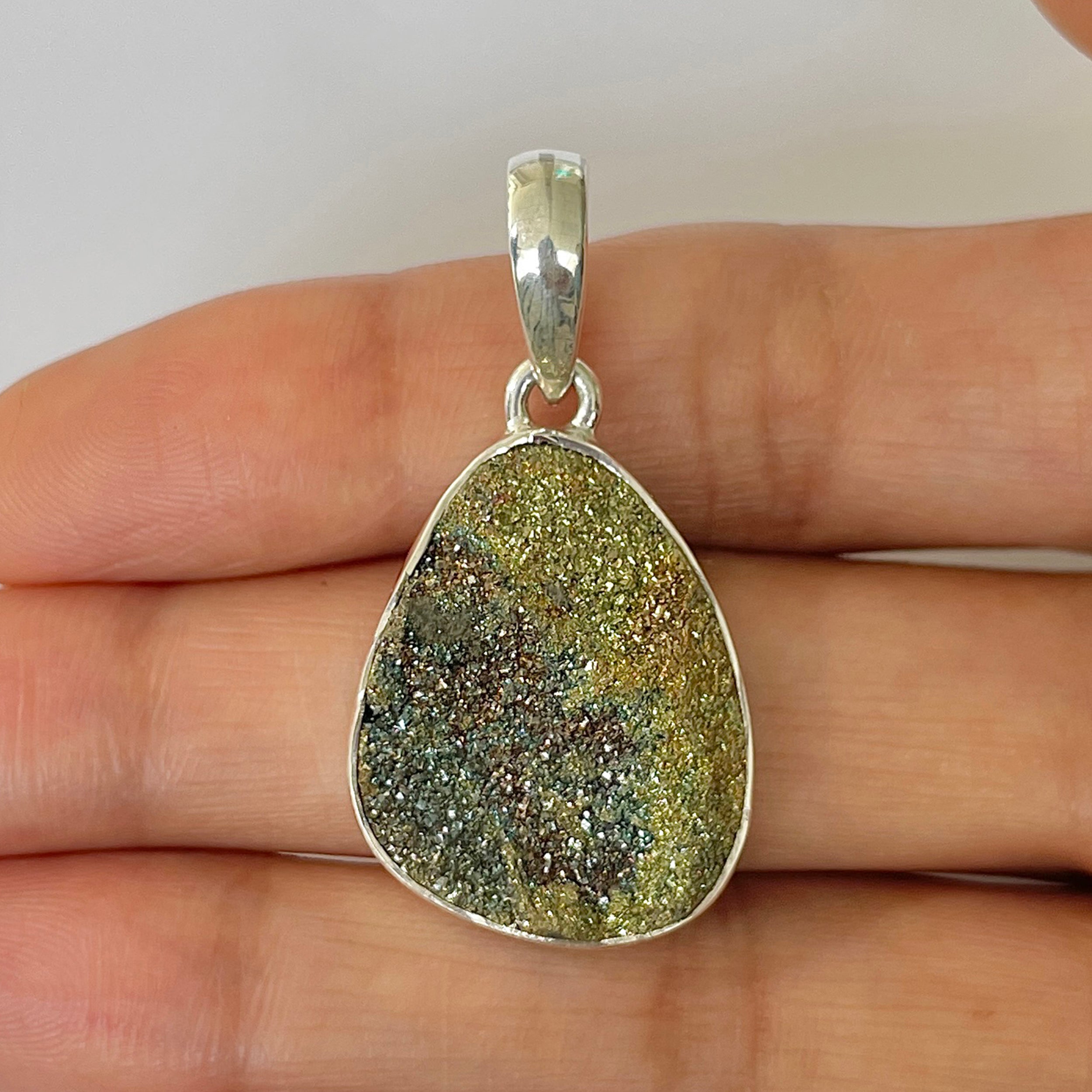 Spectropyrite Druzy Pendant-(SPD-1-10)