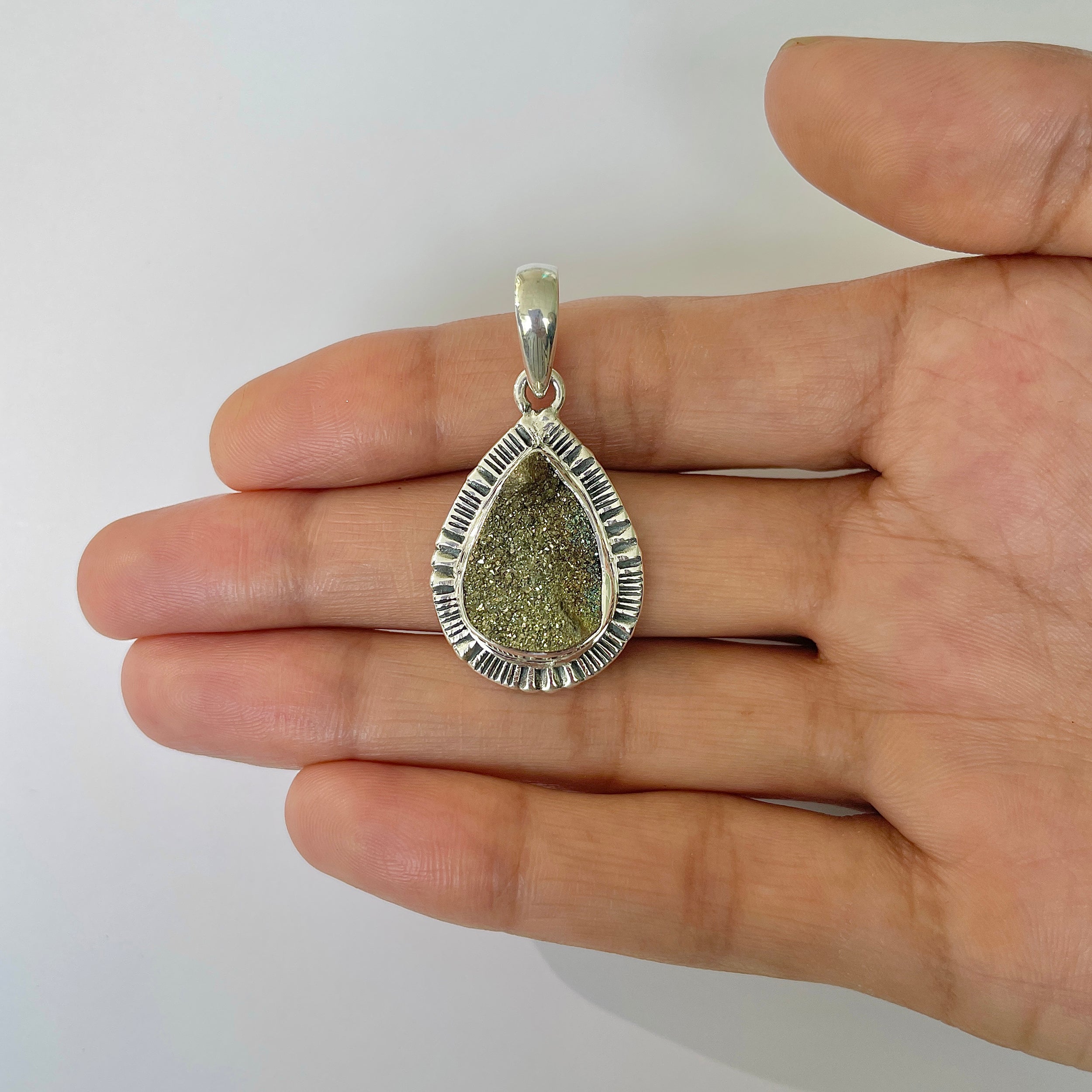 Spectropyrite Druzy Pendant-(SPD-1-14)