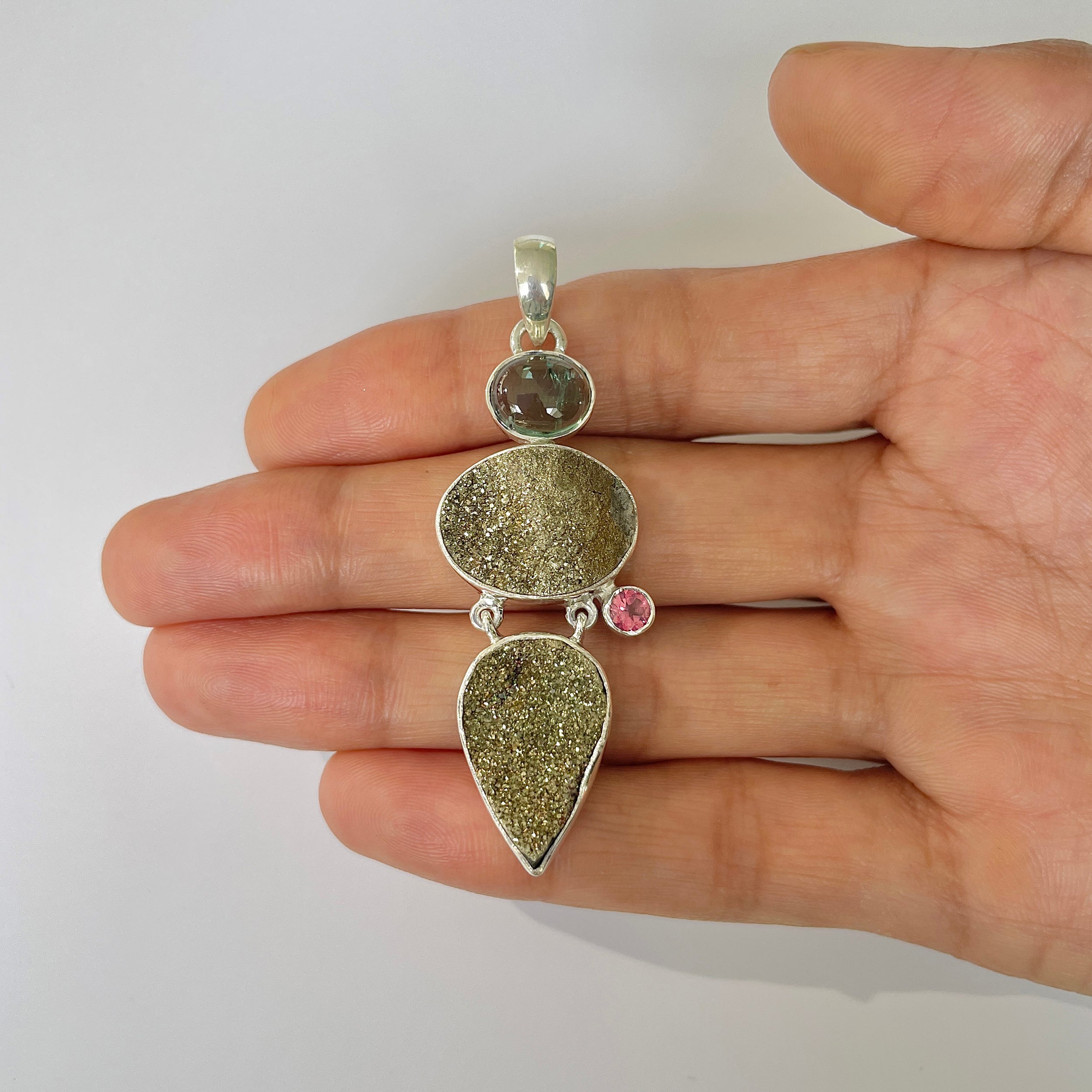 Spectropyrite Druzy Pendant-(SPD-1-16)