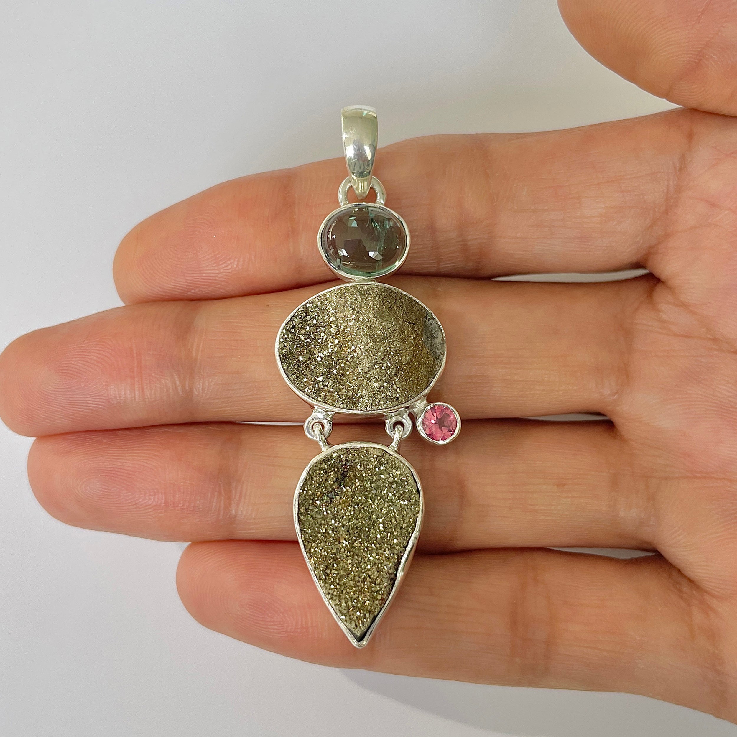 Spectropyrite Druzy Pendant-(SPD-1-16)
