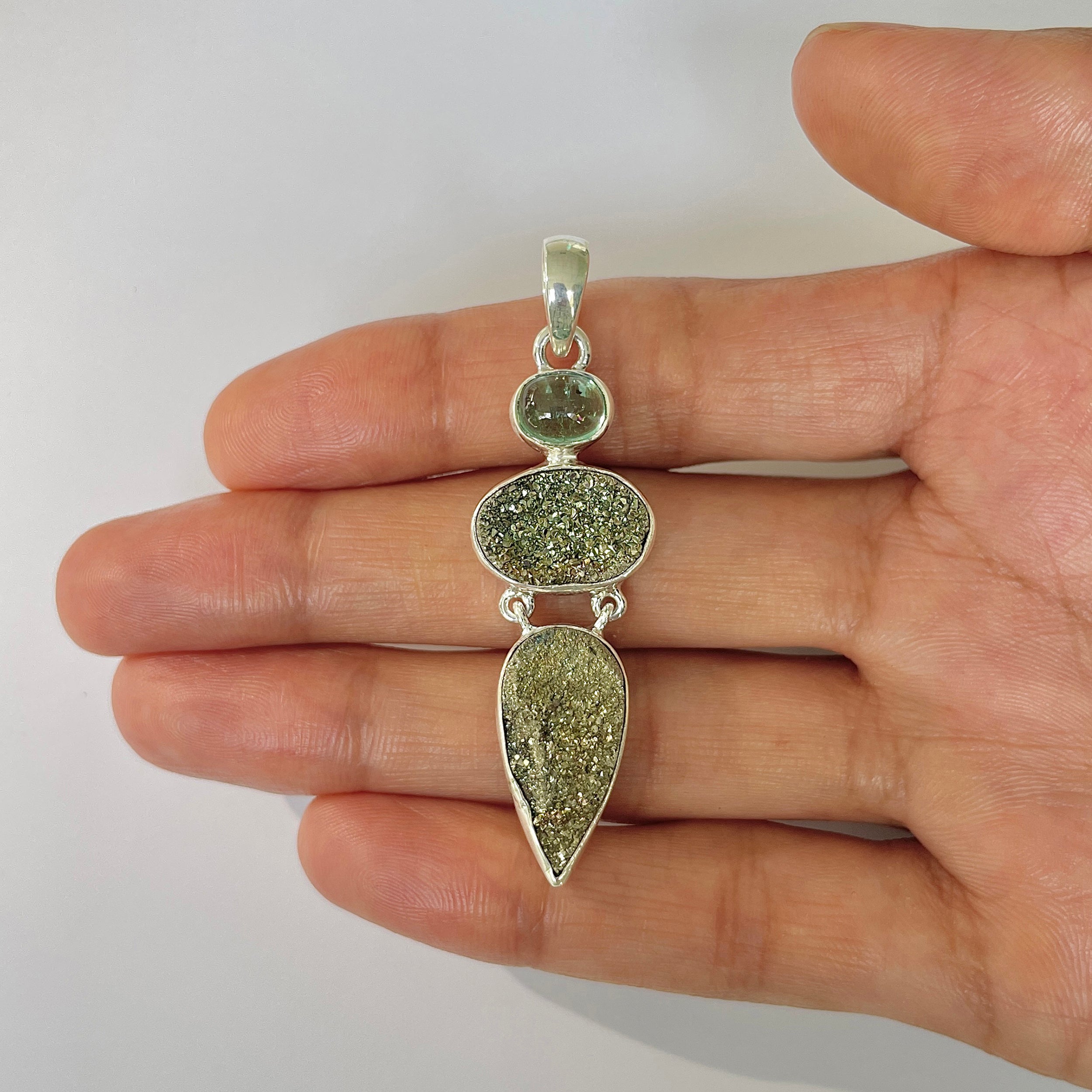 Spectropyrite Druzy Pendant-(SPD-1-18)