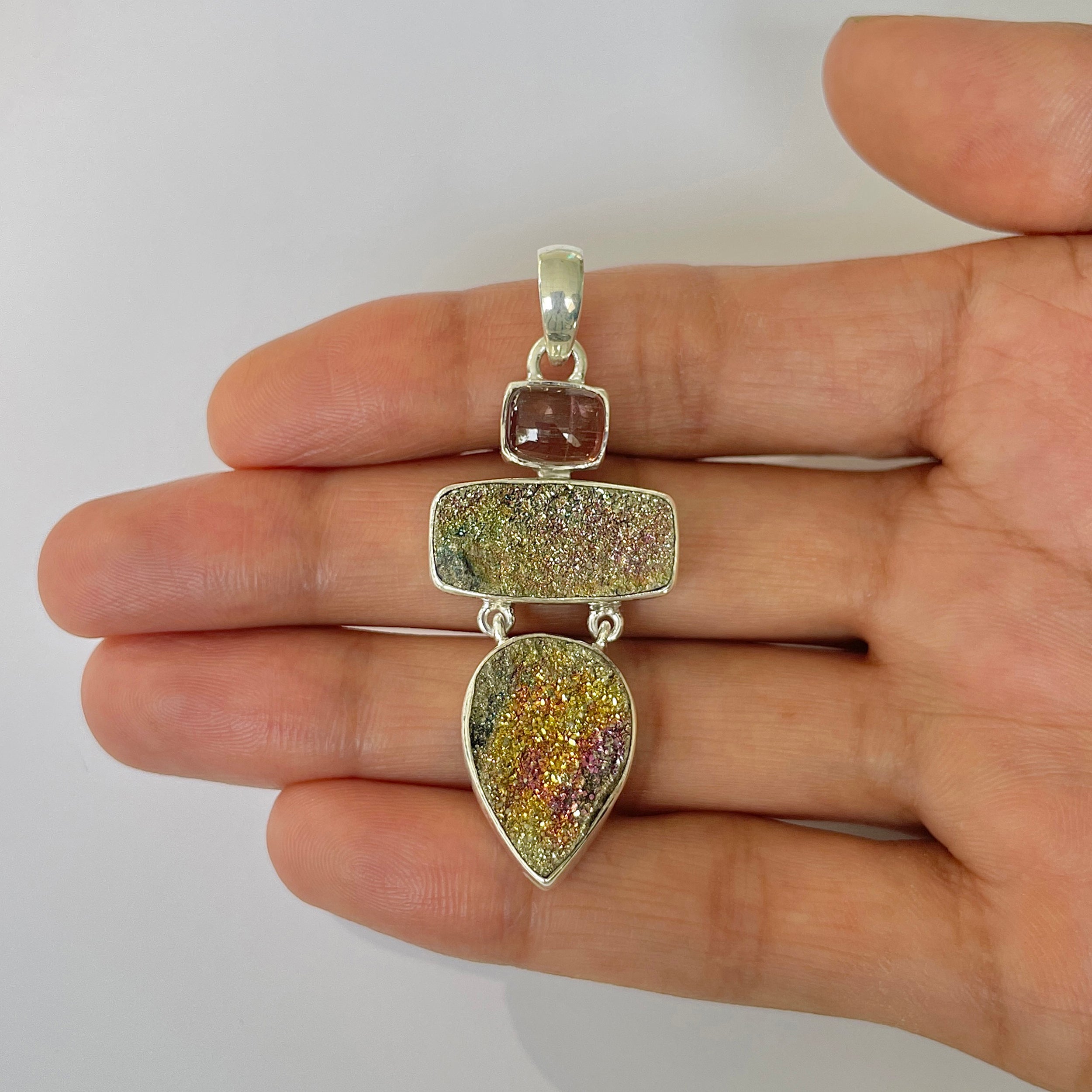 Spectropyrite Druzy Pendant-(SPD-1-22)
