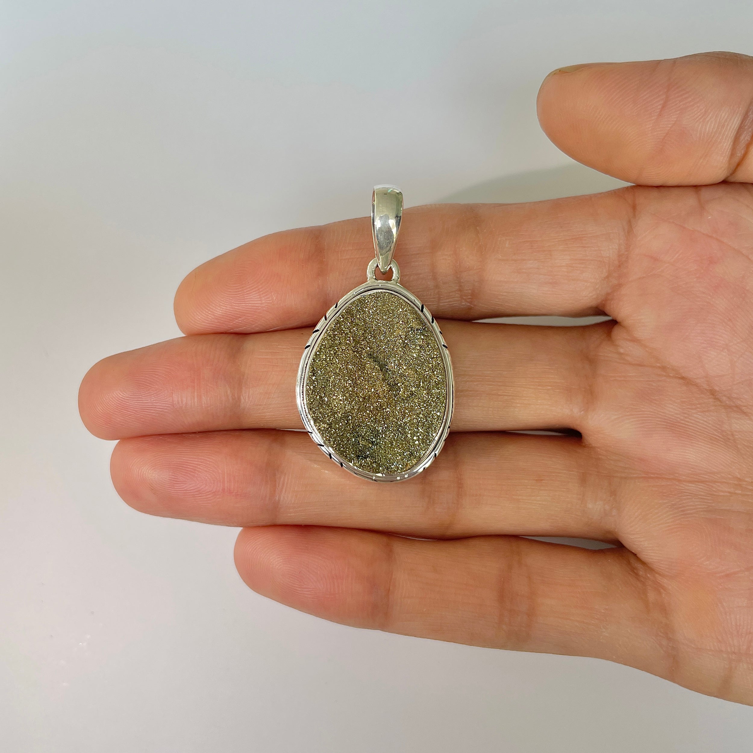 Spectropyrite Druzy Pendant-(SPD-1-23)