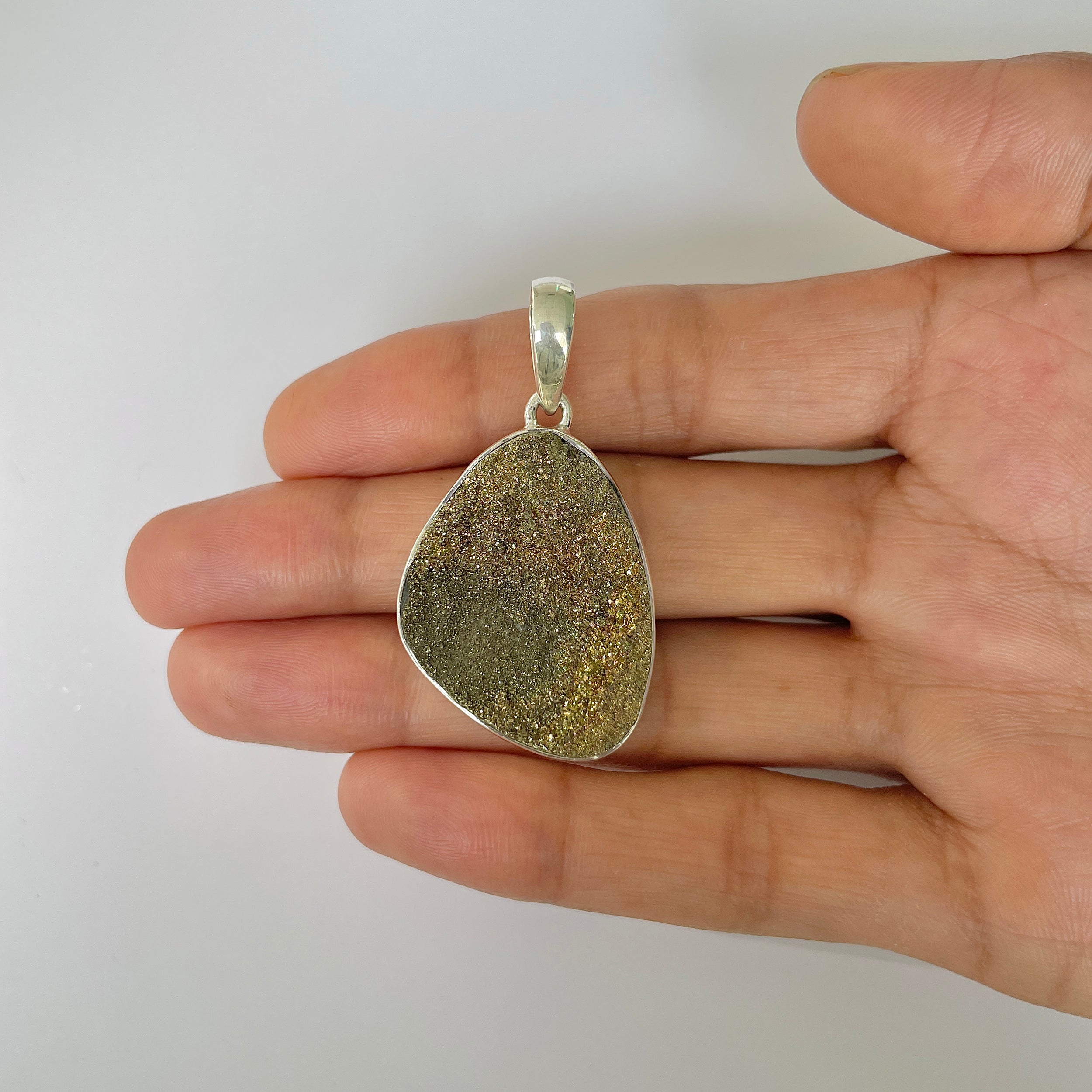 Spectropyrite Druzy Pendant-(SPD-1-42)