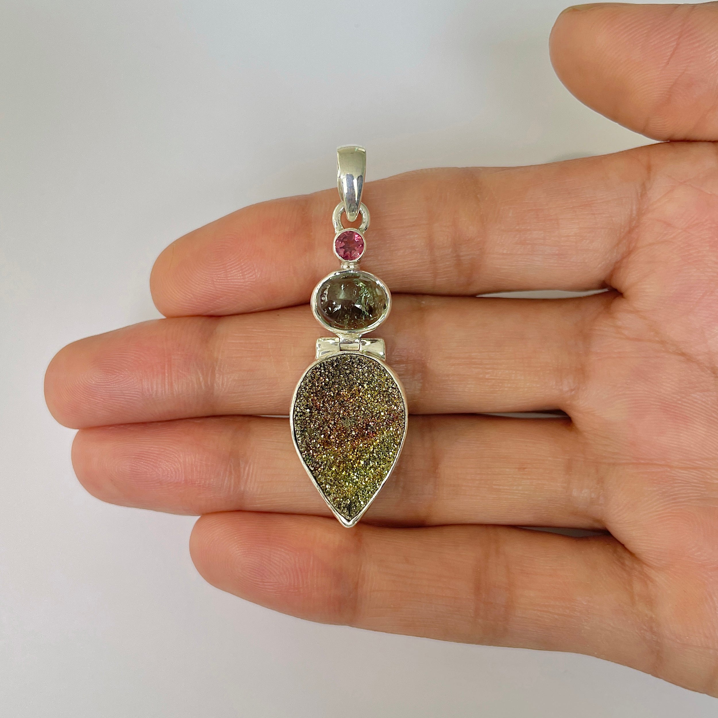 Spectropyrite Druzy Pendant-(SPD-1-46)