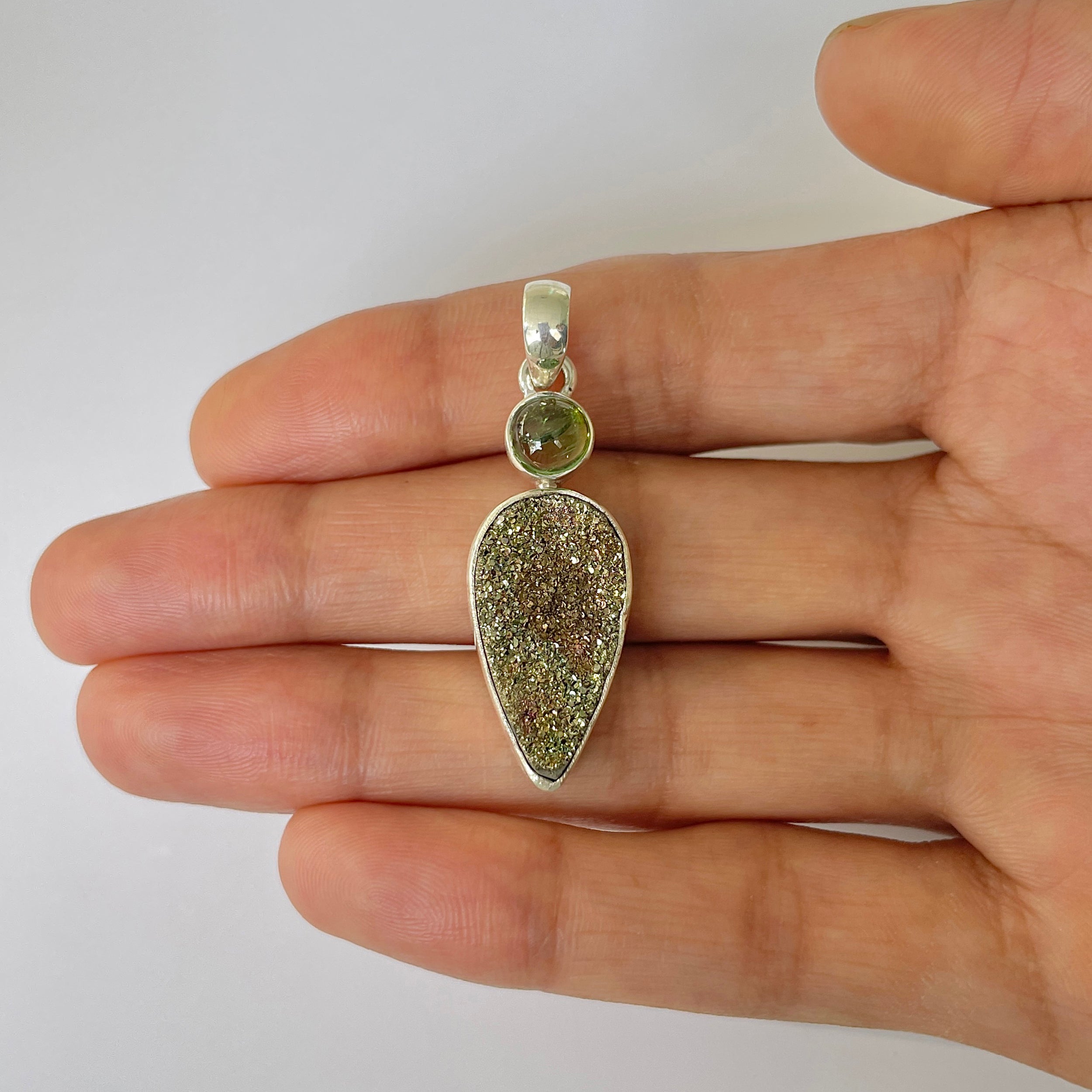Spectropyrite Druzy Pendant-(SPD-1-47)