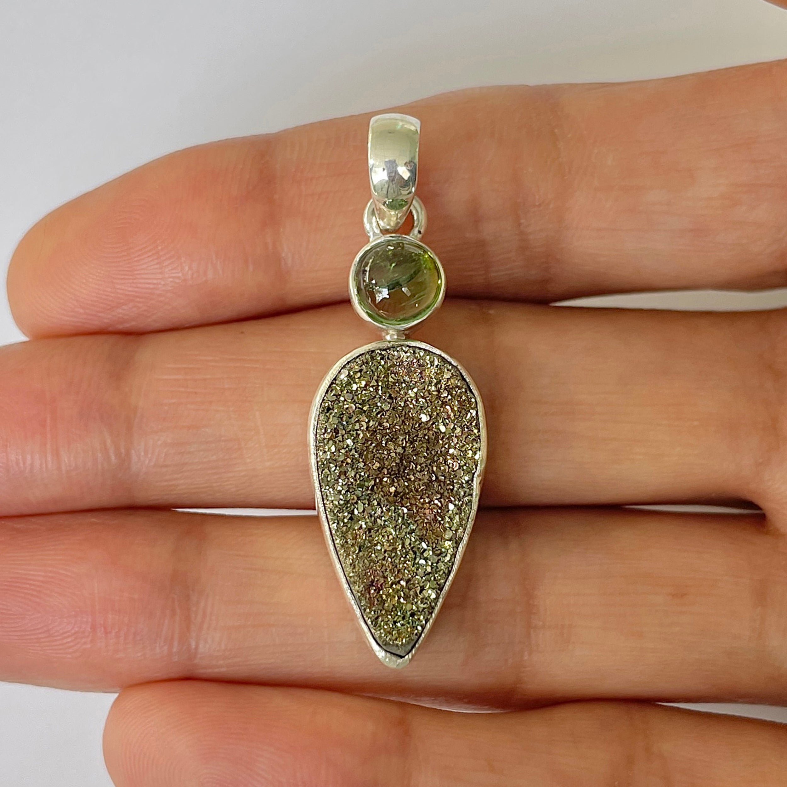 Spectropyrite Druzy Pendant-(SPD-1-47)
