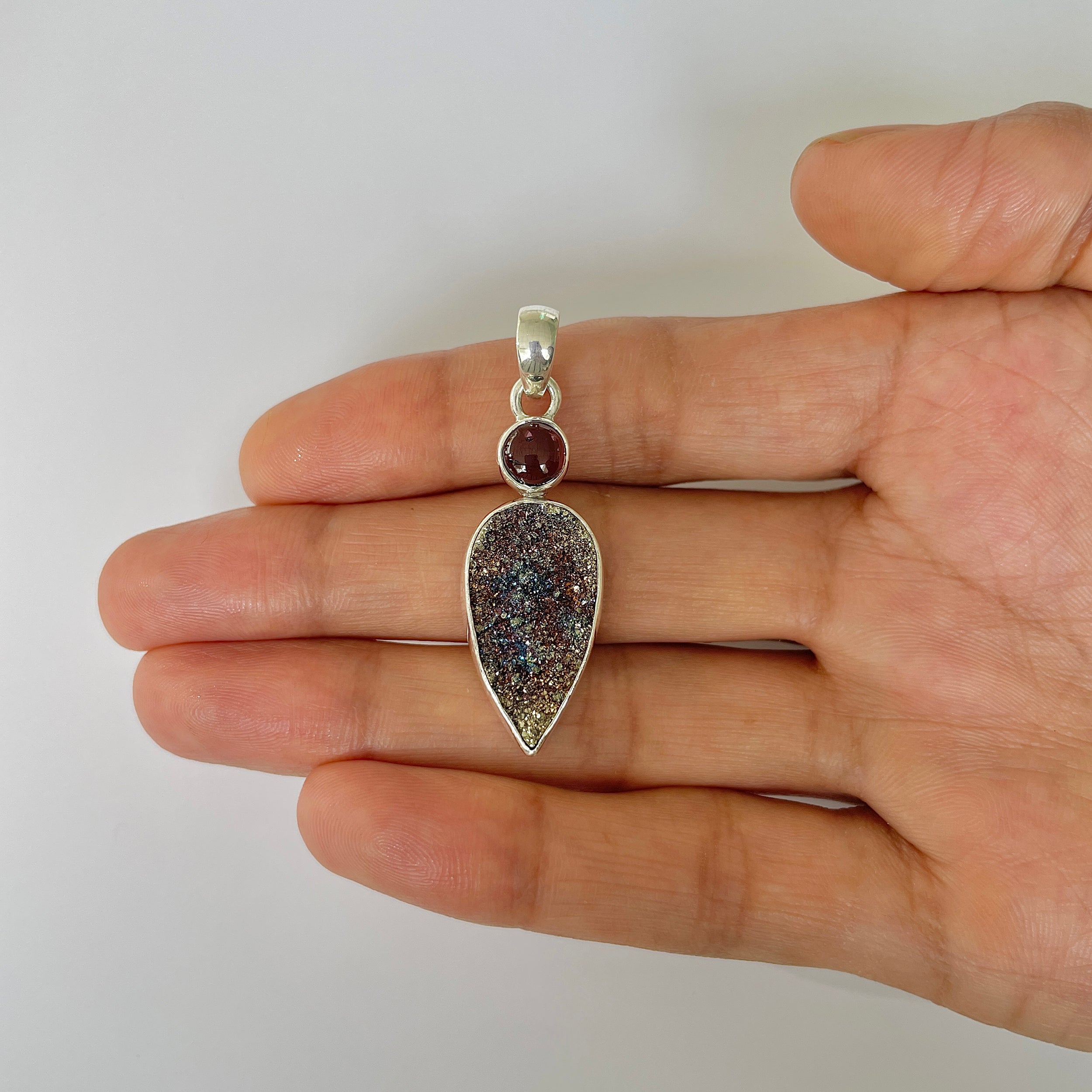 Spectropyrite Druzy Pendant-(SPD-1-48)