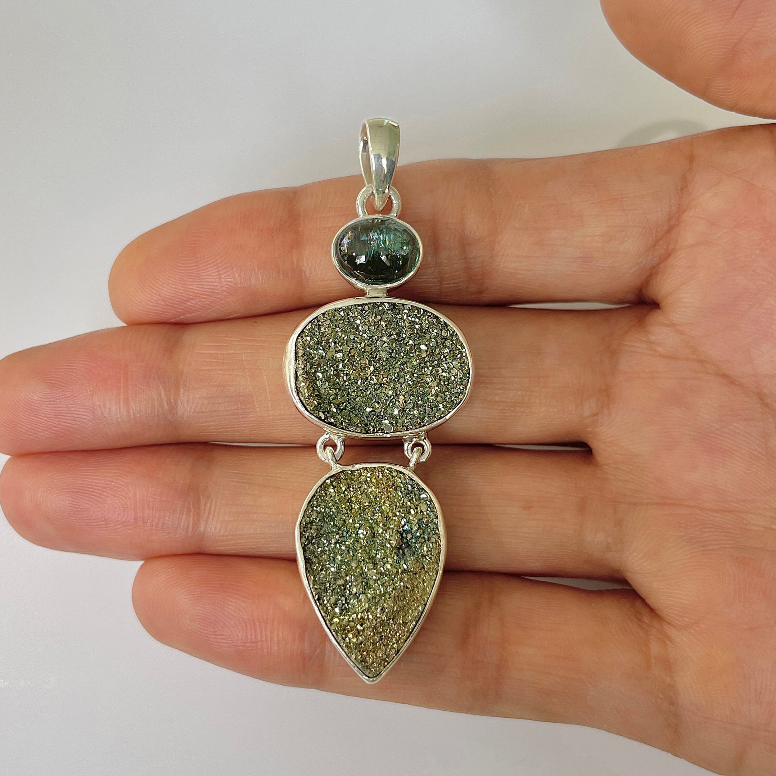 Spectropyrite Druzy Pendant-(SPD-1-49)