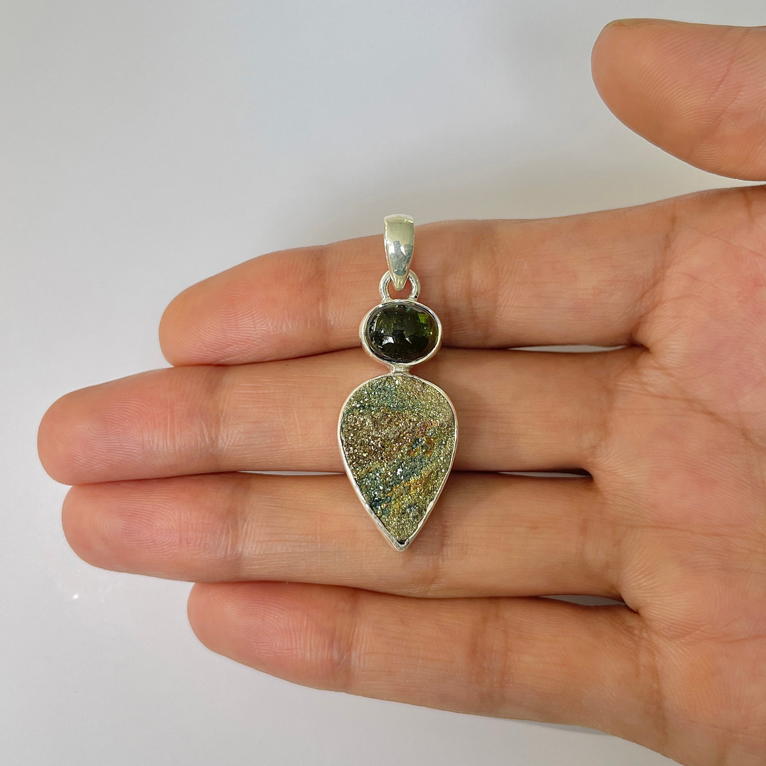 Spectropyrite Druzy Pendant-(SPD-1-5)