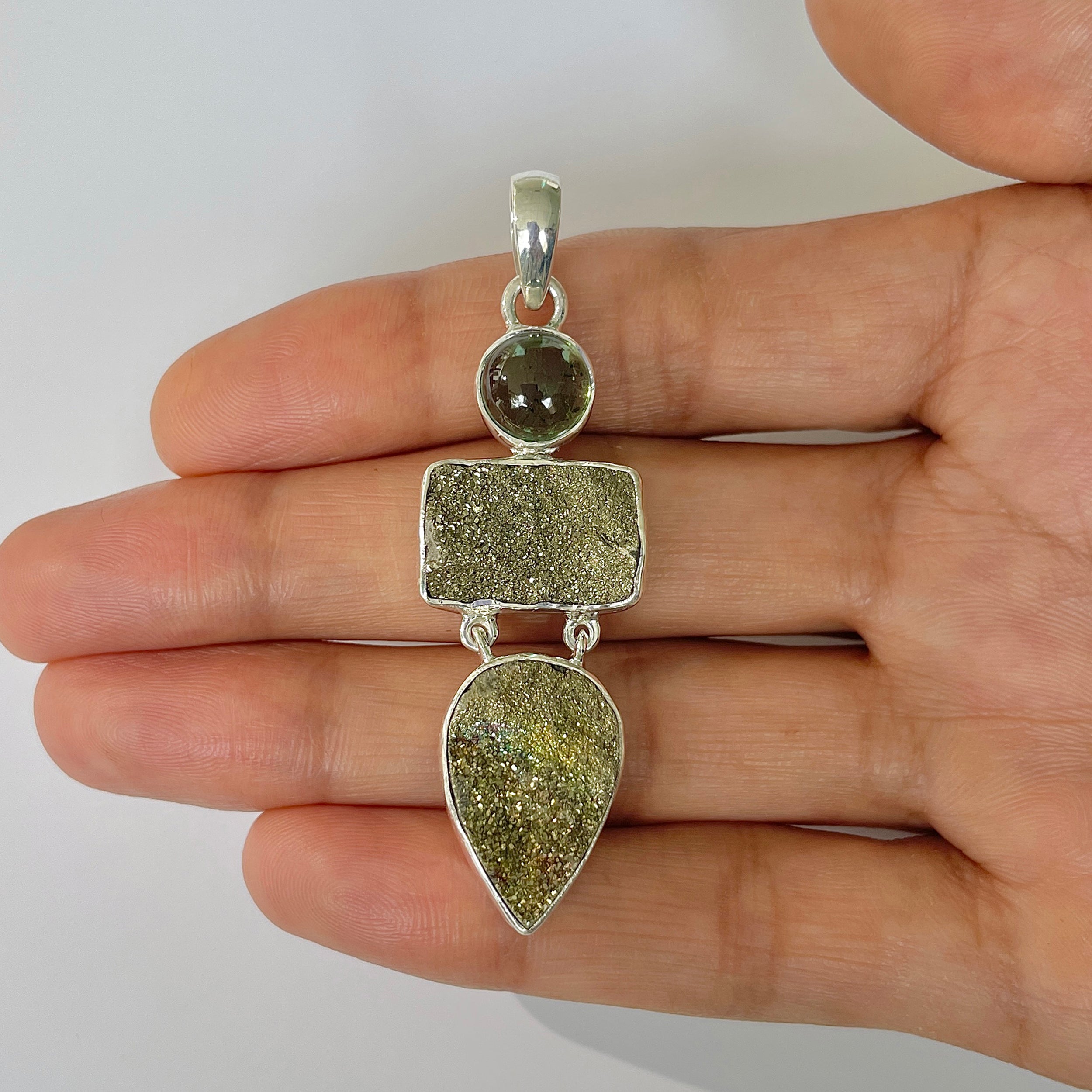 Spectropyrite Druzy Pendant-(SPD-1-6)