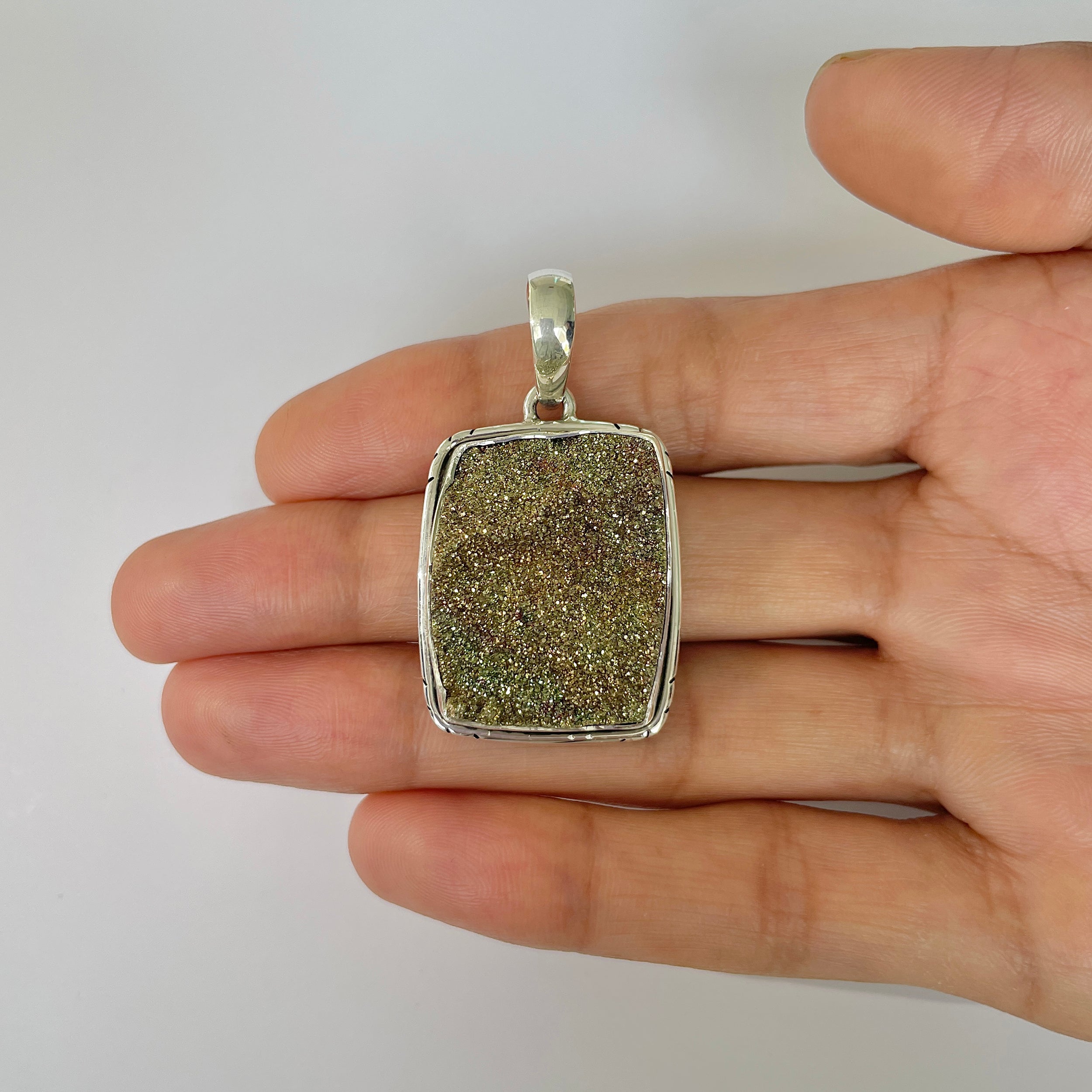 Spectropyrite Druzy Pendant-(SPD-1-8)