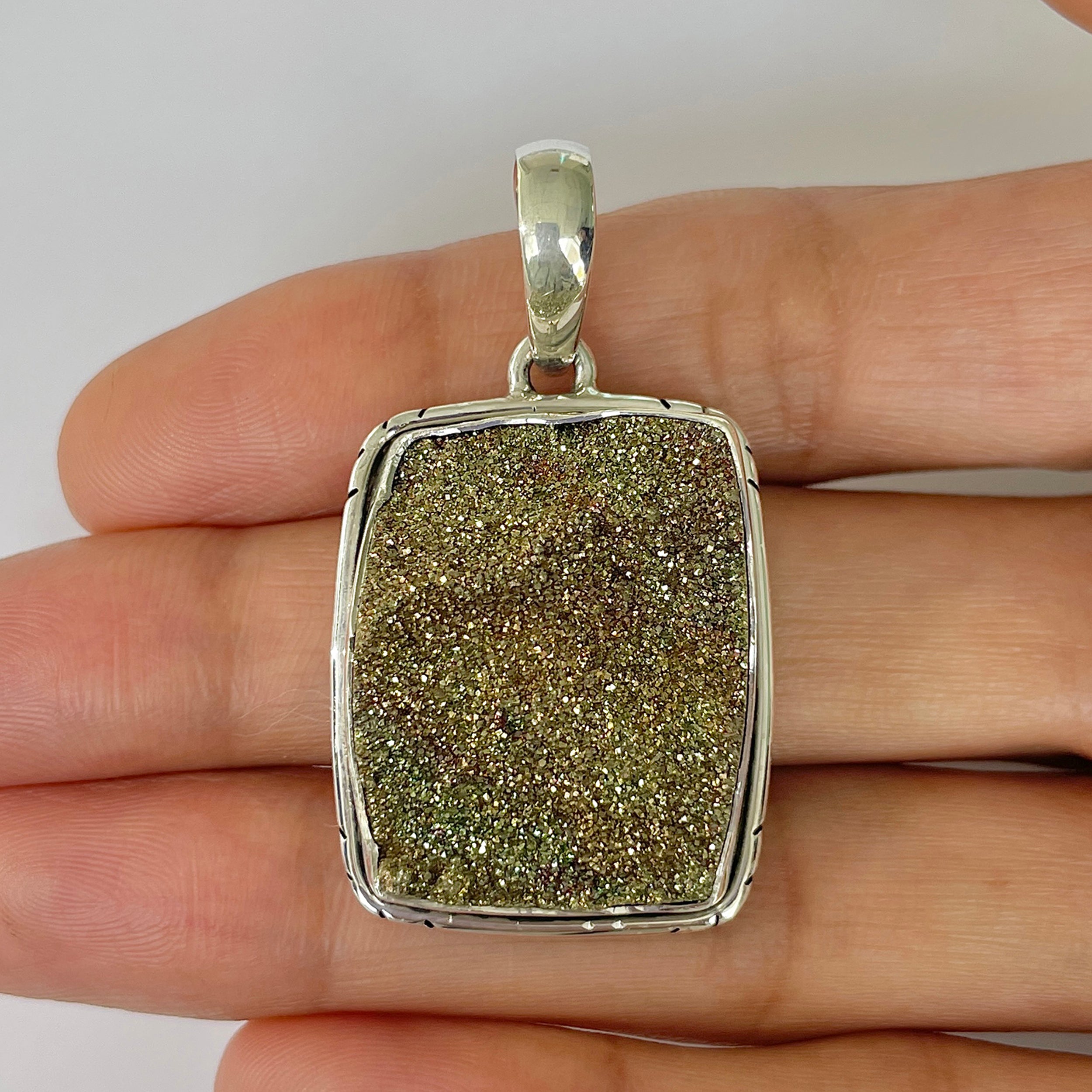 Spectropyrite Druzy Pendant-(SPD-1-8)