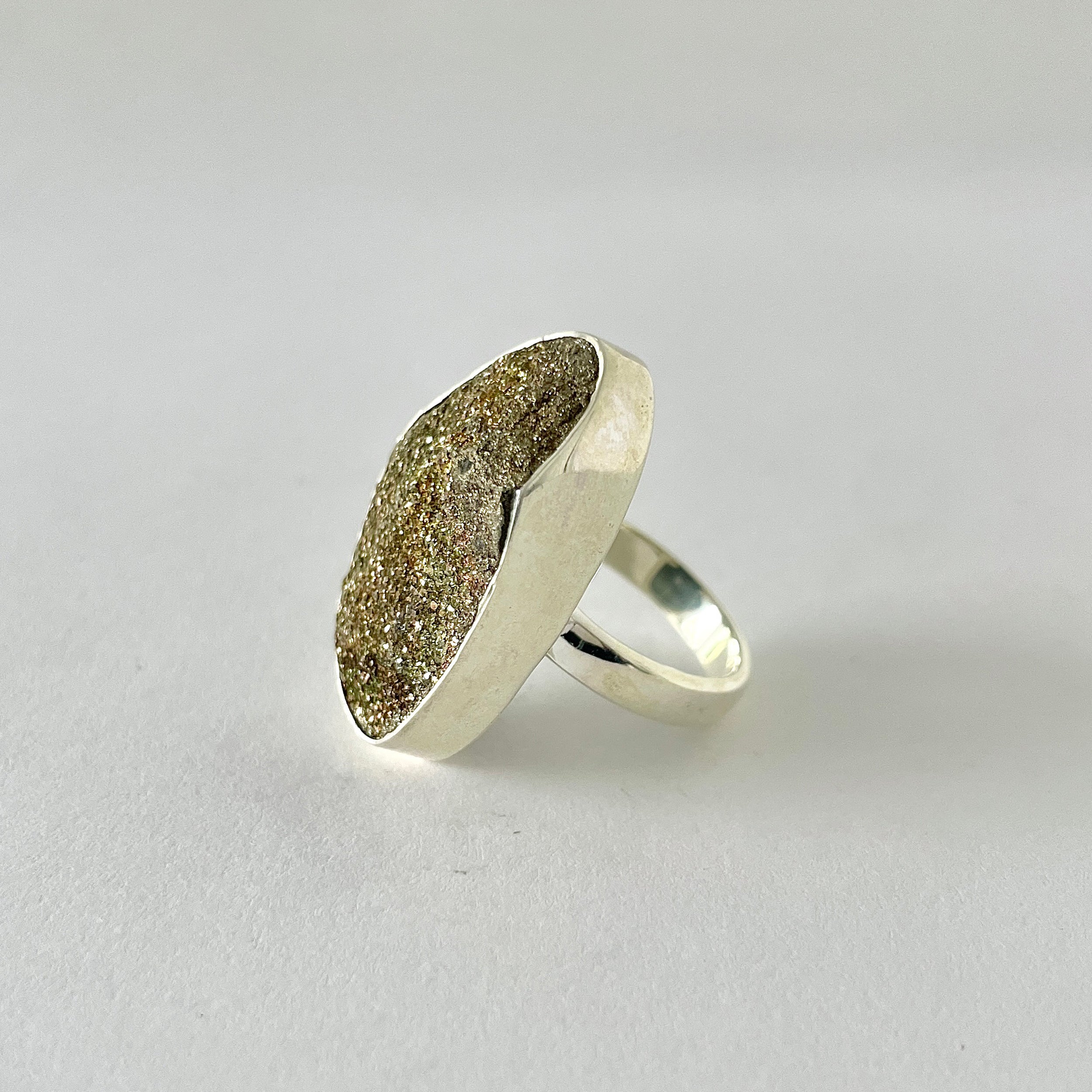 Spectropyrite Druzy Ring-(SPD-2-10)