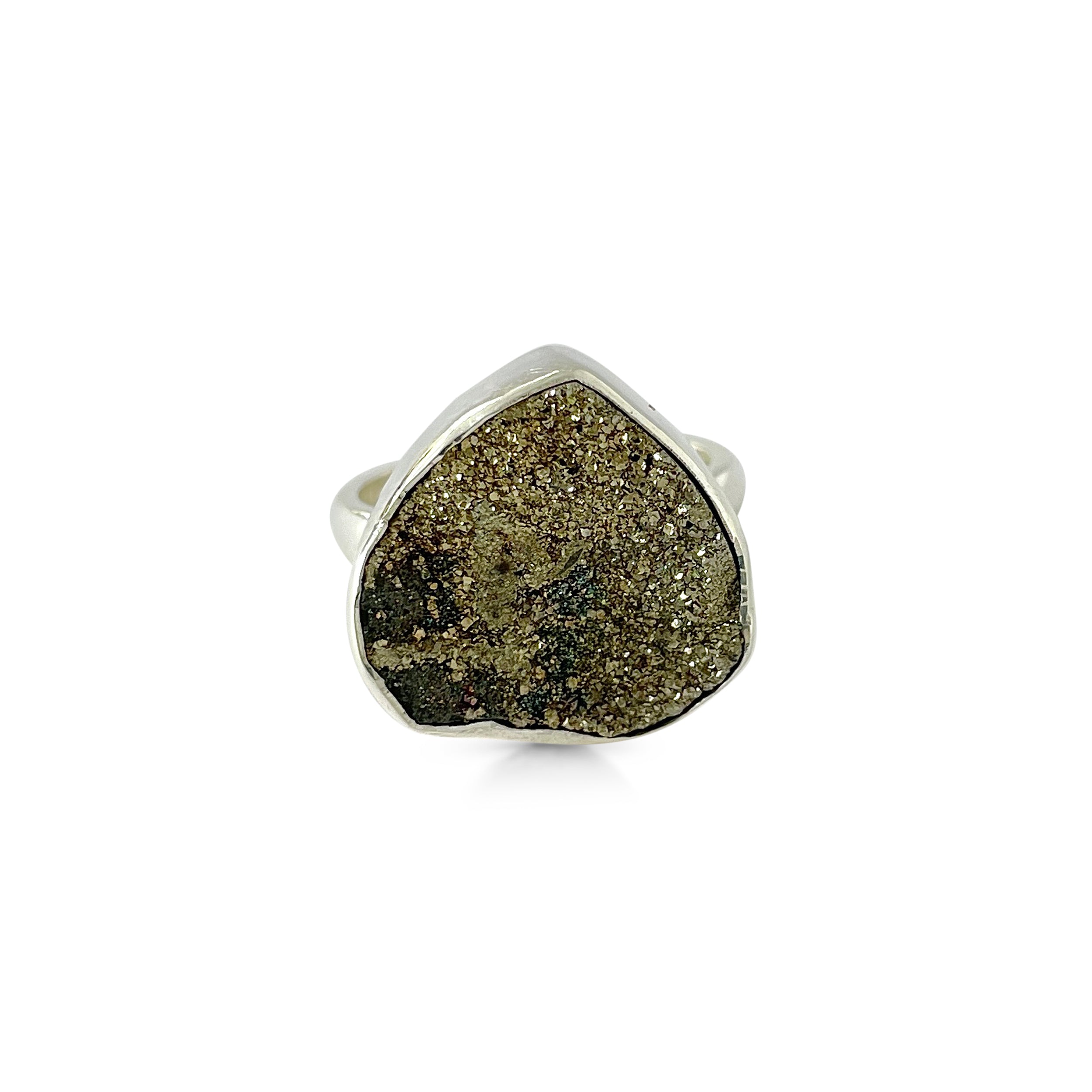 Spectropyrite Druzy Ring-(SPD-2-14)