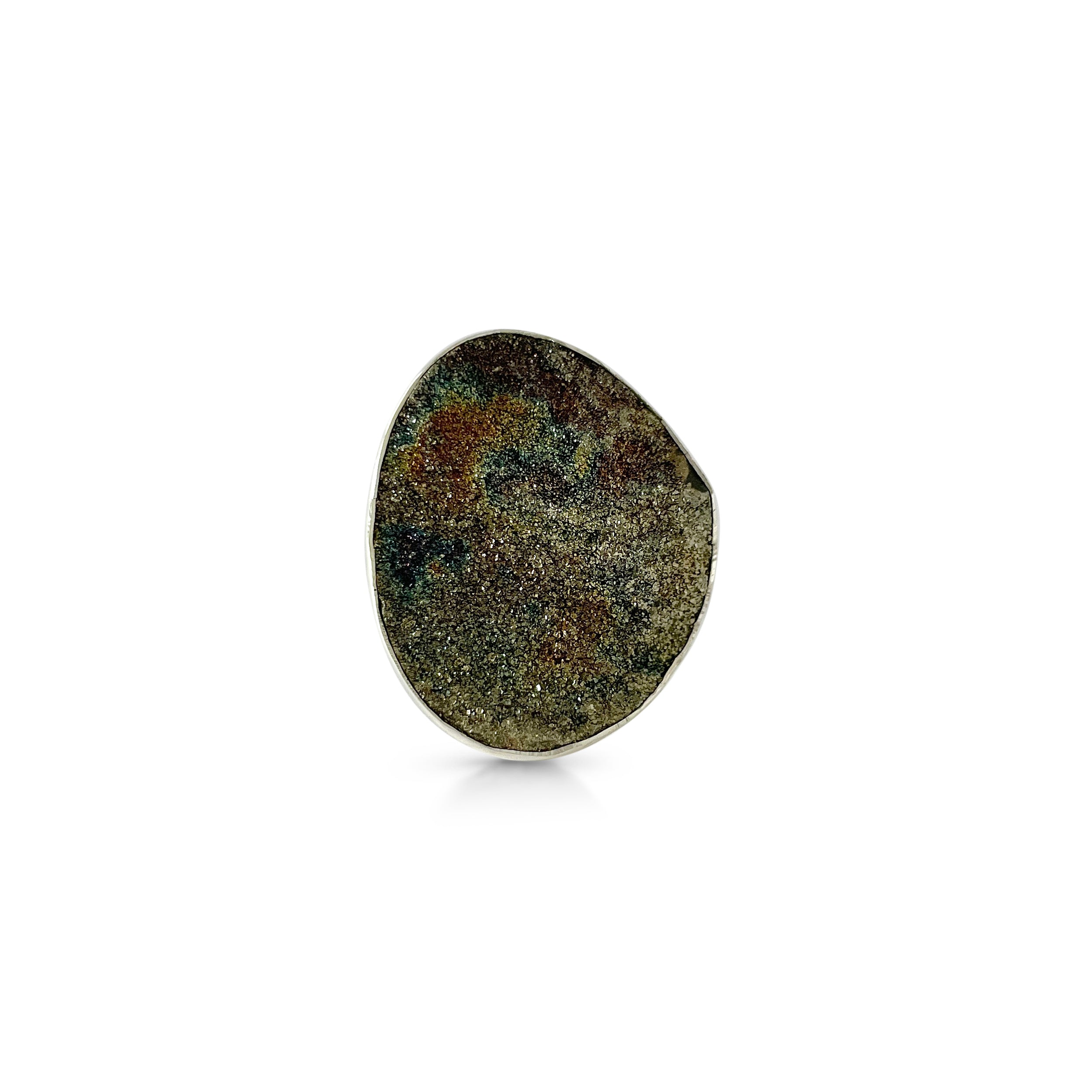 Spectropyrite Druzy Ring-(SPD-2-15)
