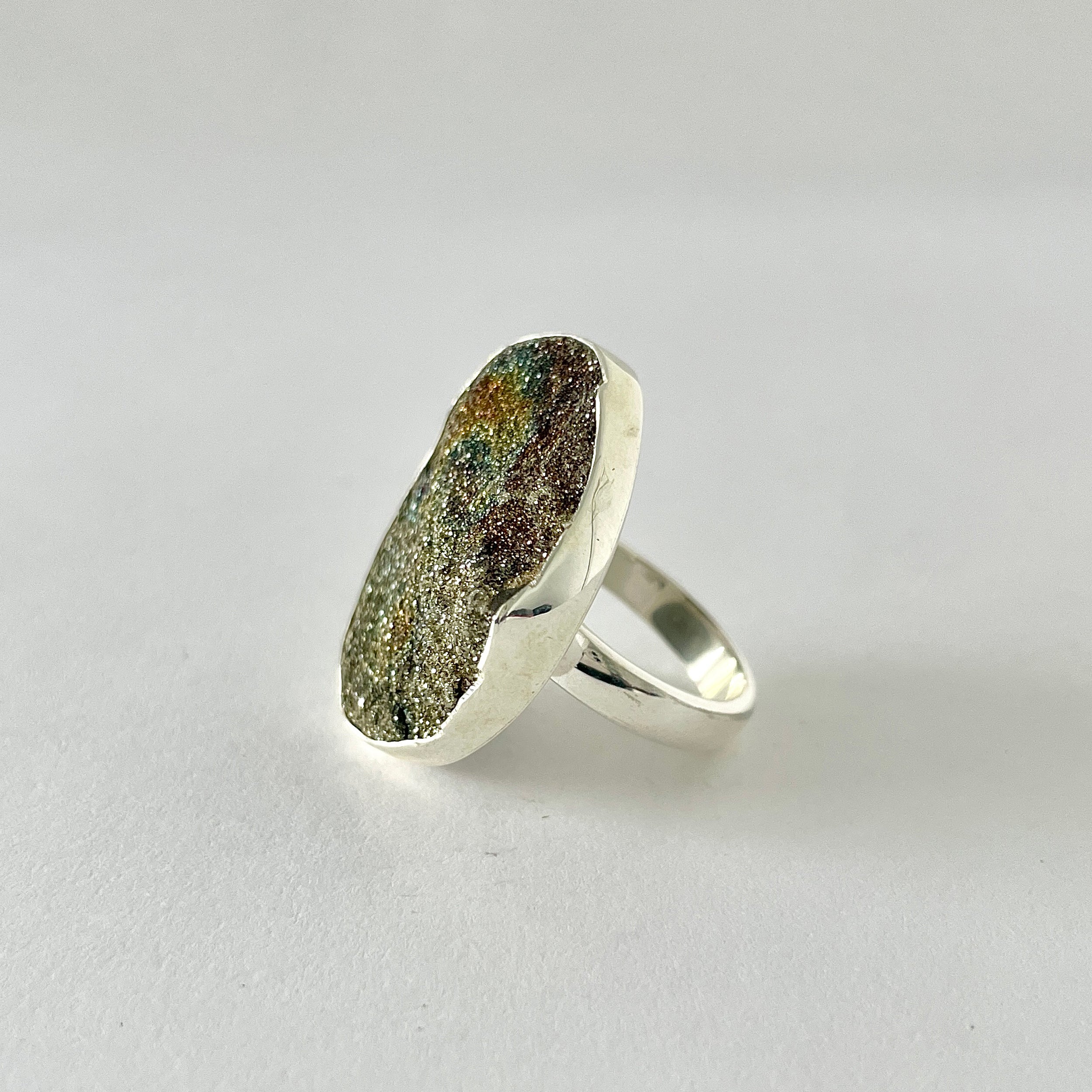 Spectropyrite Druzy Ring-(SPD-2-15)