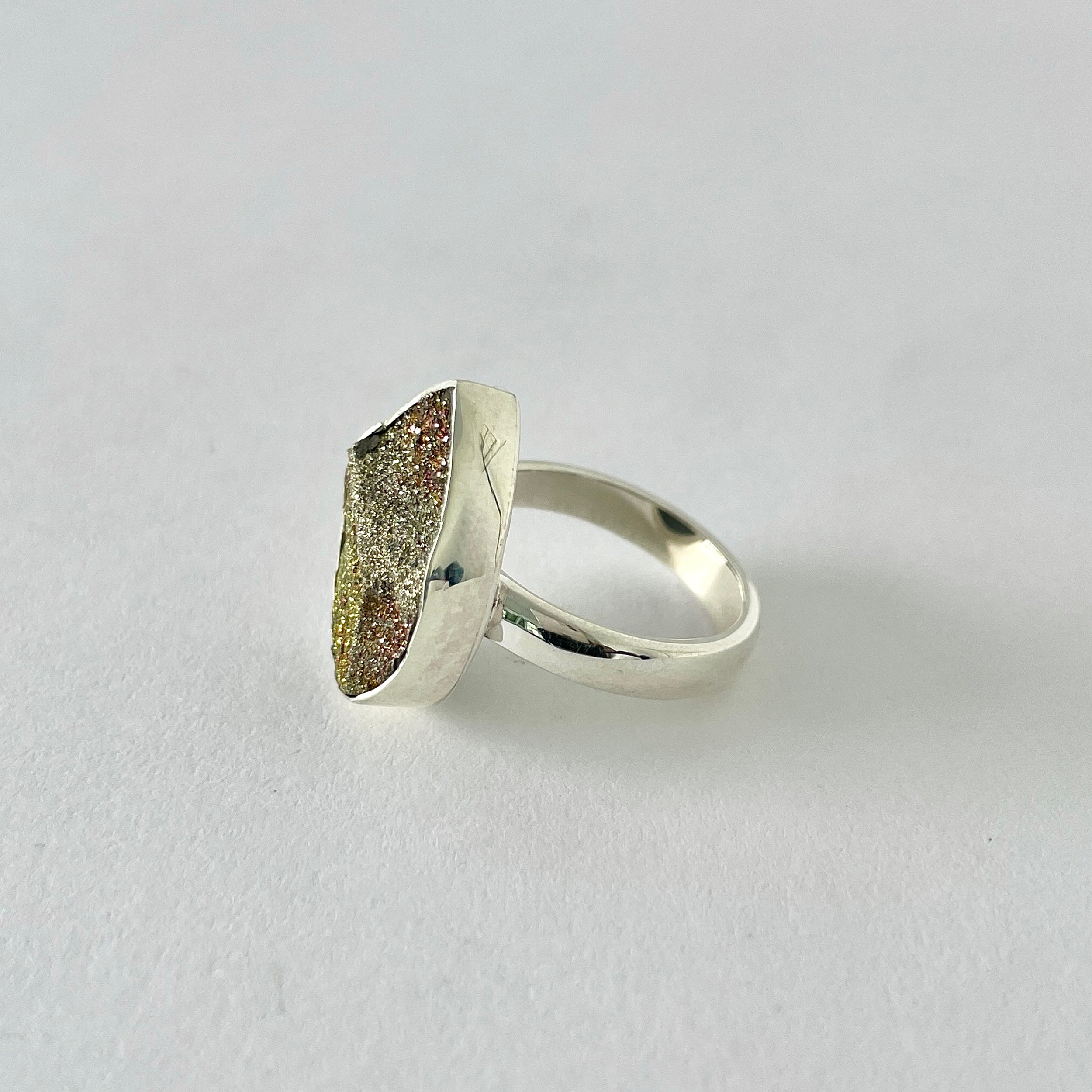 Spectropyrite Druzy Ring-(SPD-2-19)