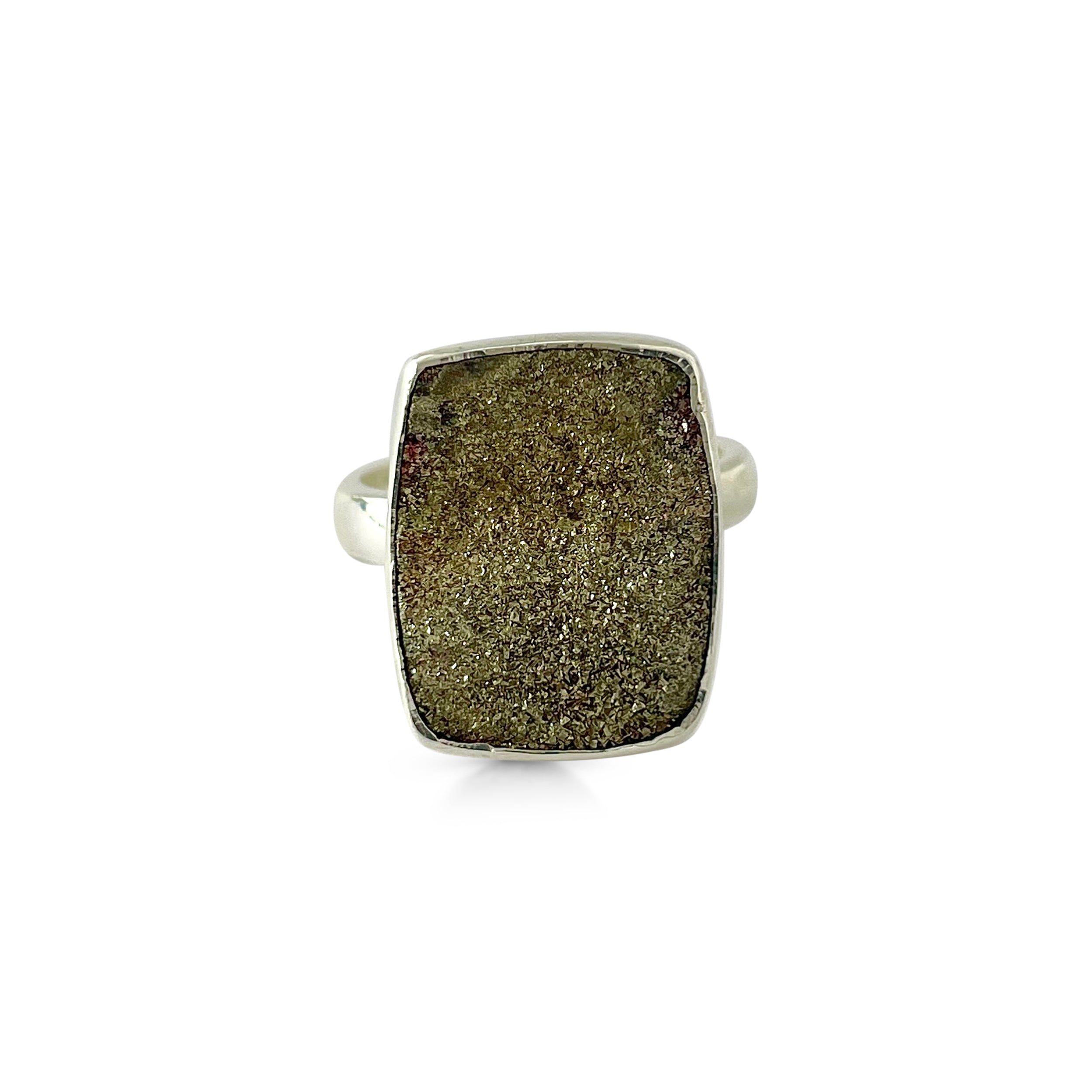 Spectropyrite Druzy Ring-(SPD-2-29)