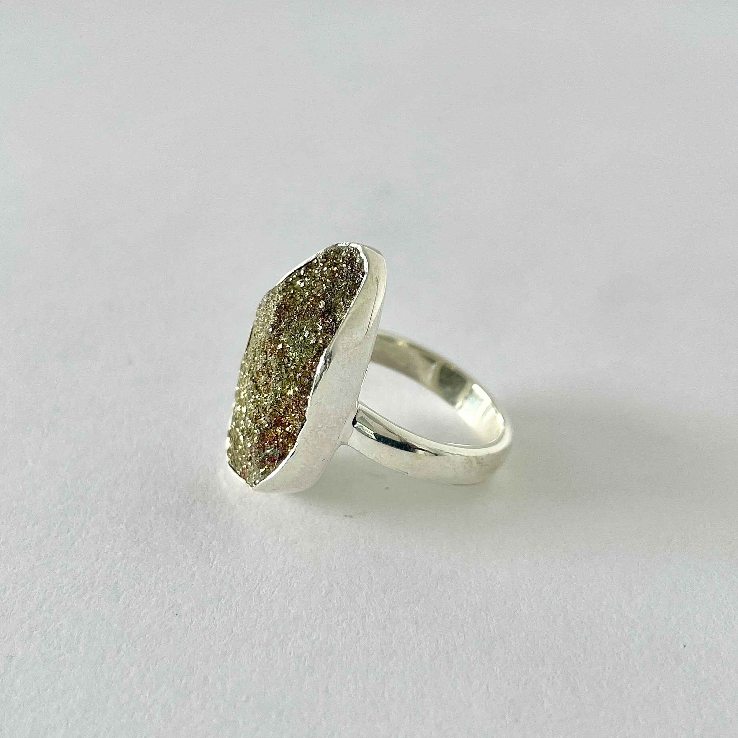 Spectropyrite Druzy Ring-(SPD-2-31)