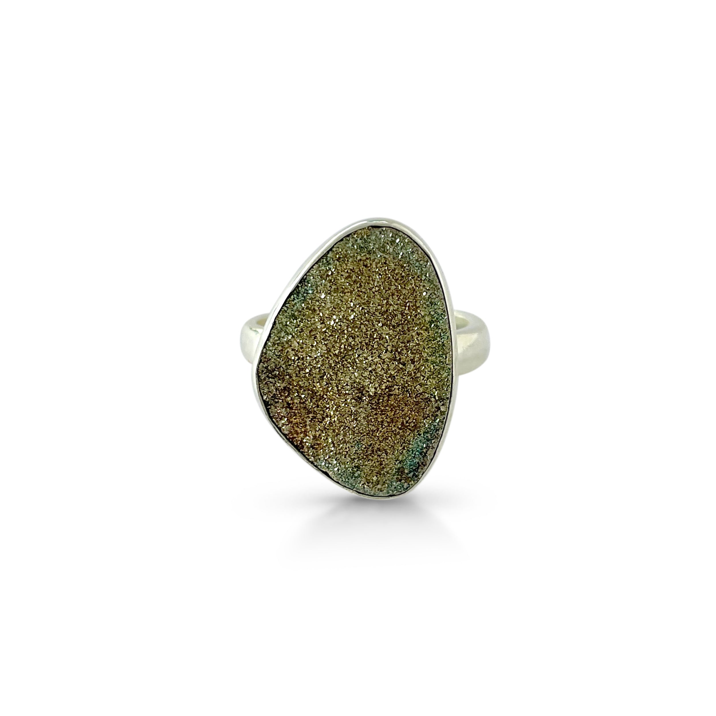Spectropyrite Druzy Ring-(SPD-2-32)