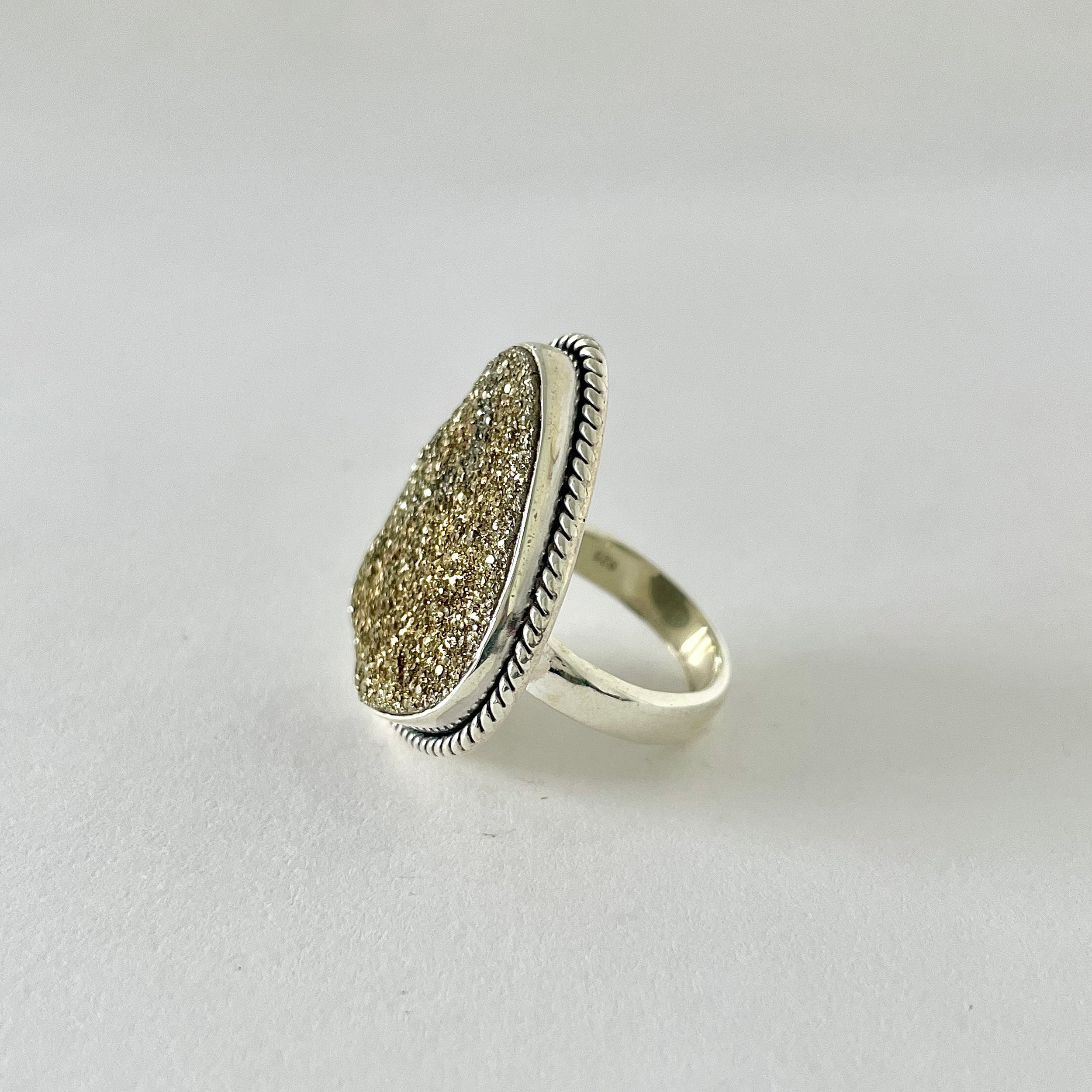 Spectropyrite Druzy Ring-(SPD-2-33)