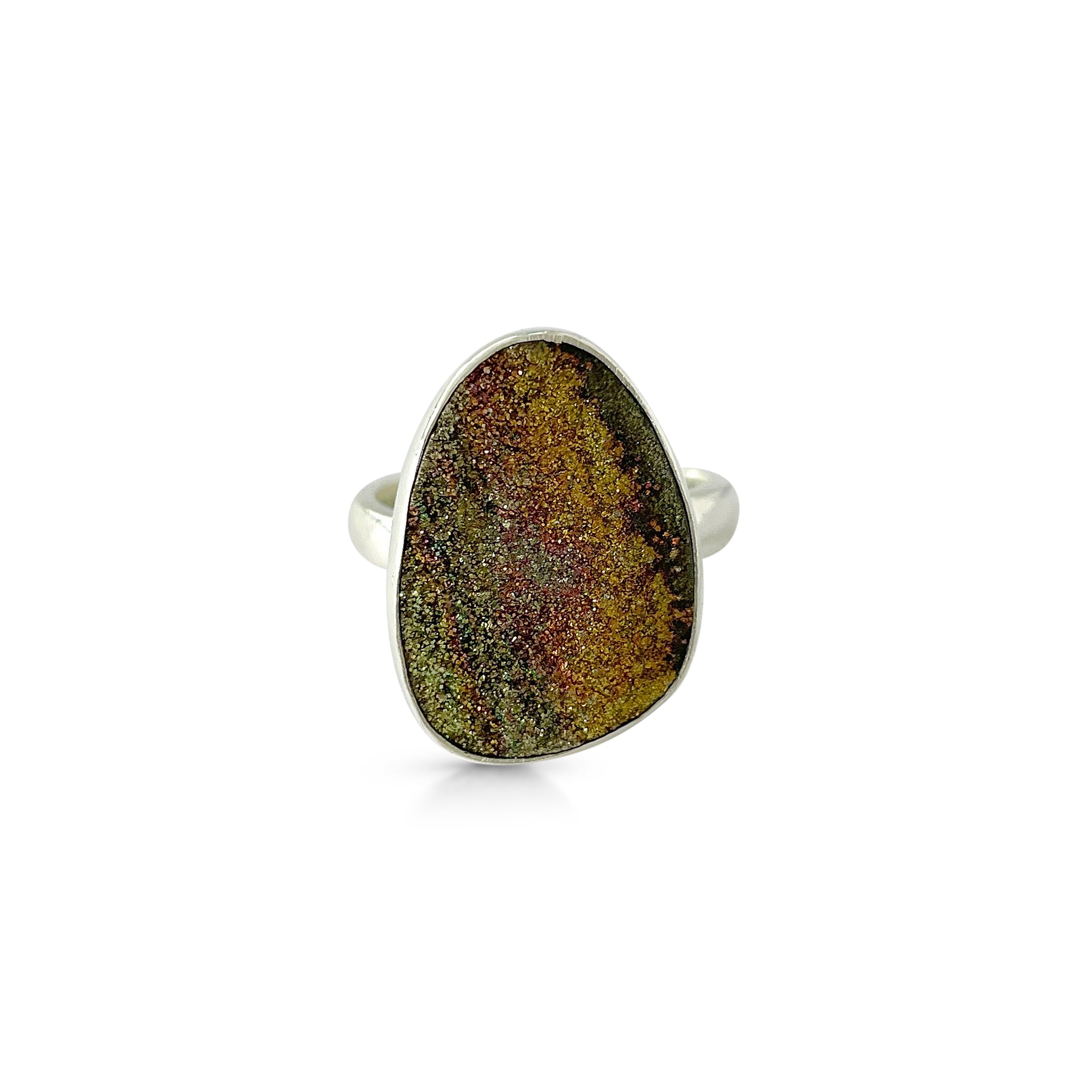 Spectropyrite Druzy Ring-(SPD-2-34)