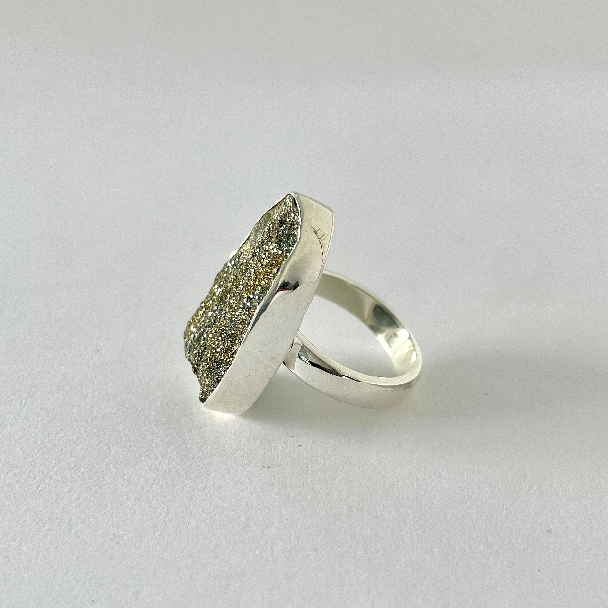 Spectropyrite Druzy Ring-(SPD-2-4)