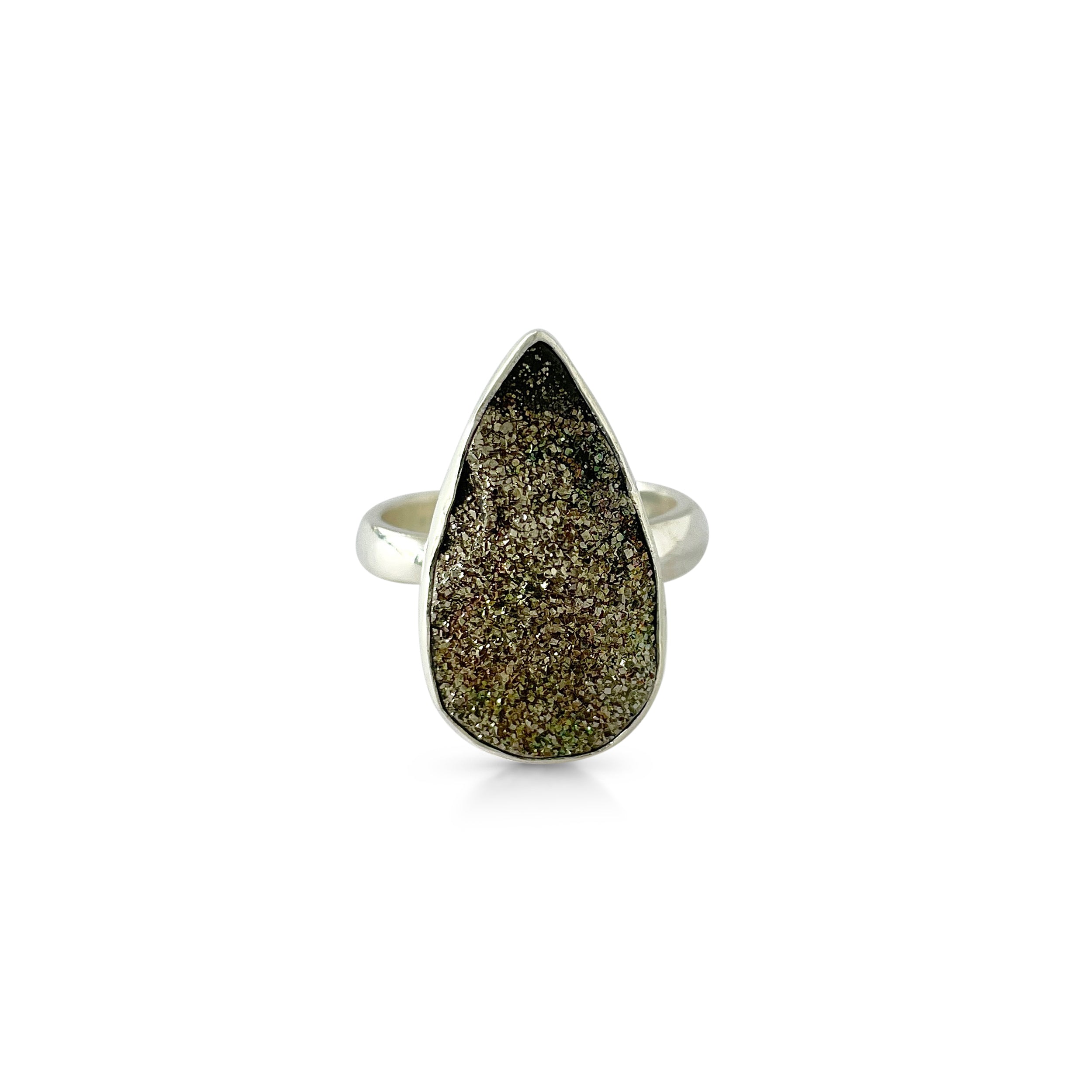 Spectropyrite Druzy Ring-(SPD-2-5)