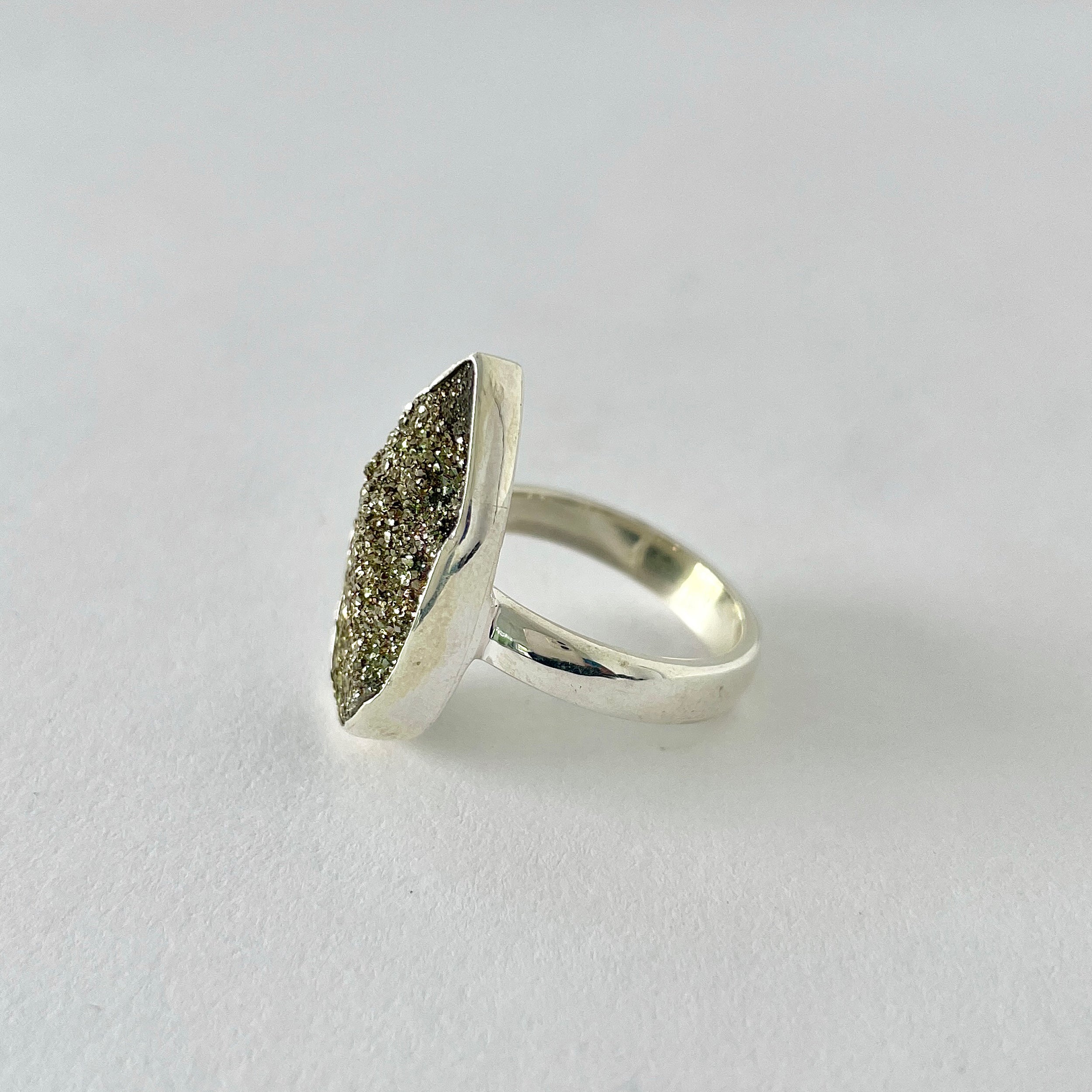 Spectropyrite Druzy Ring-(SPD-2-5)