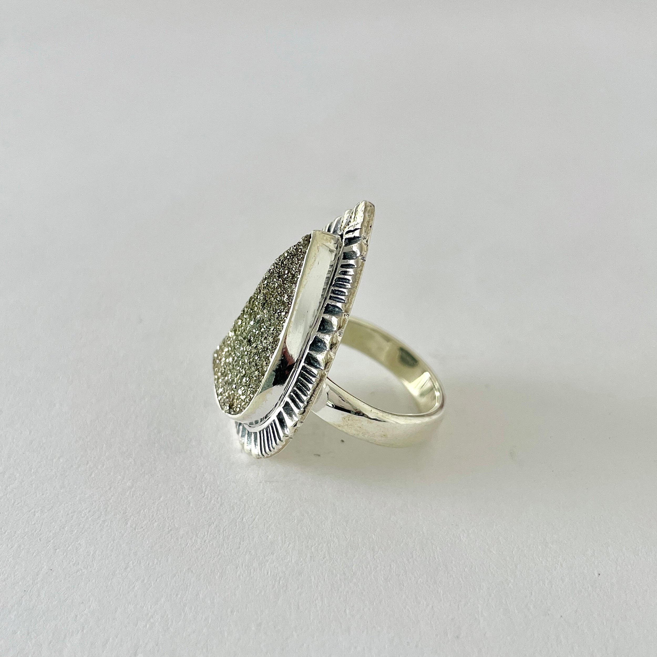 Spectropyrite Druzy Ring-(SPD-2-59)